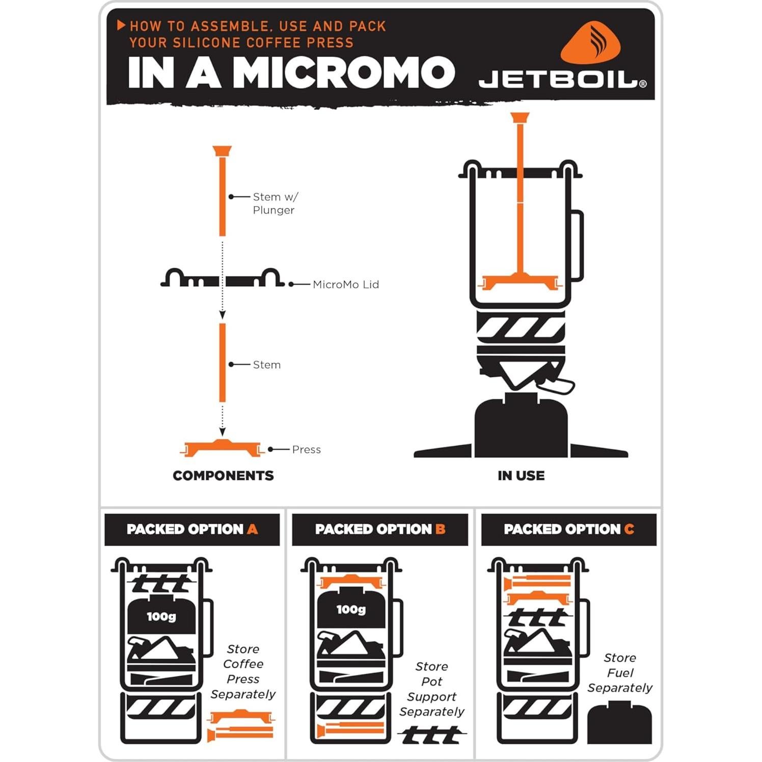 Prensa Francesa de Silicona Jetboil para Camping - Regular