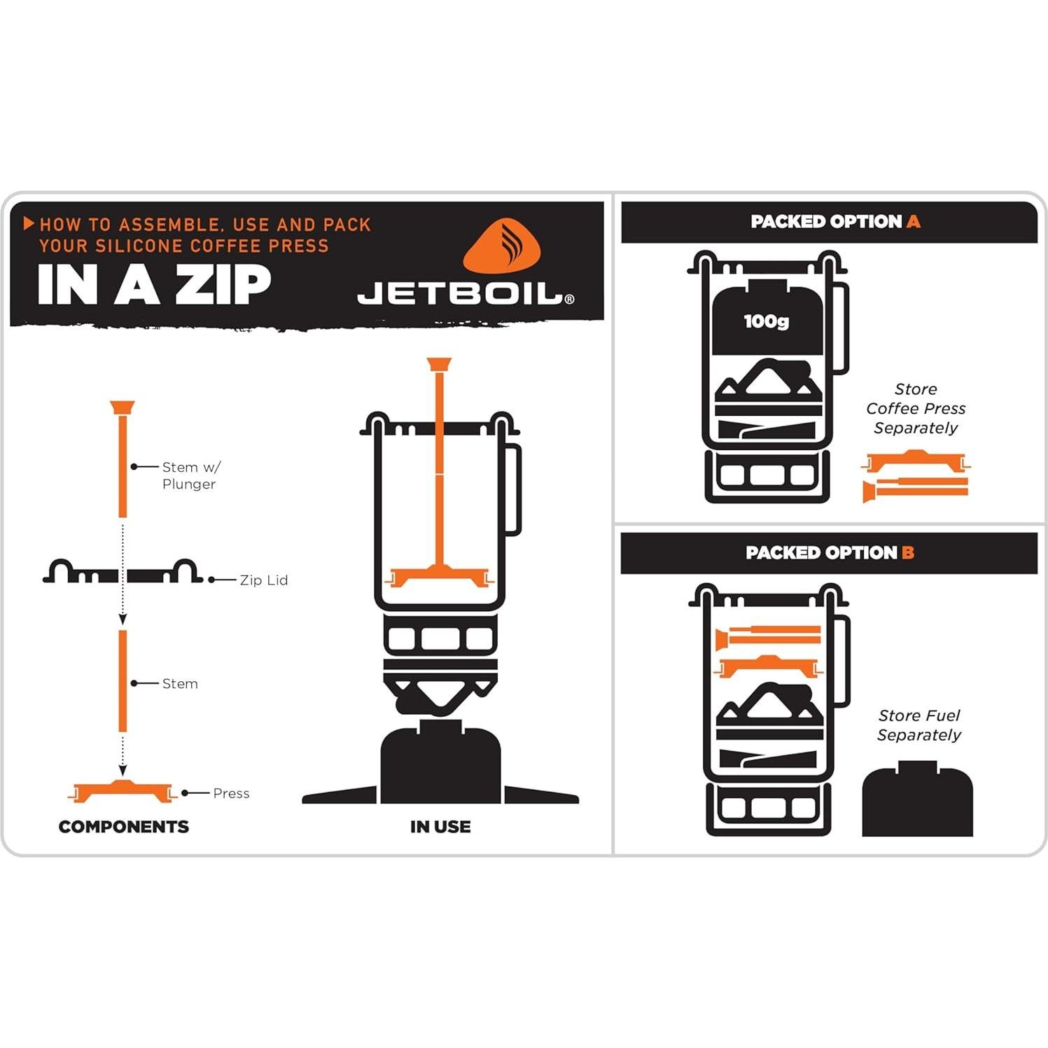 Prensa Francesa de Silicona Jetboil para Camping - Regular