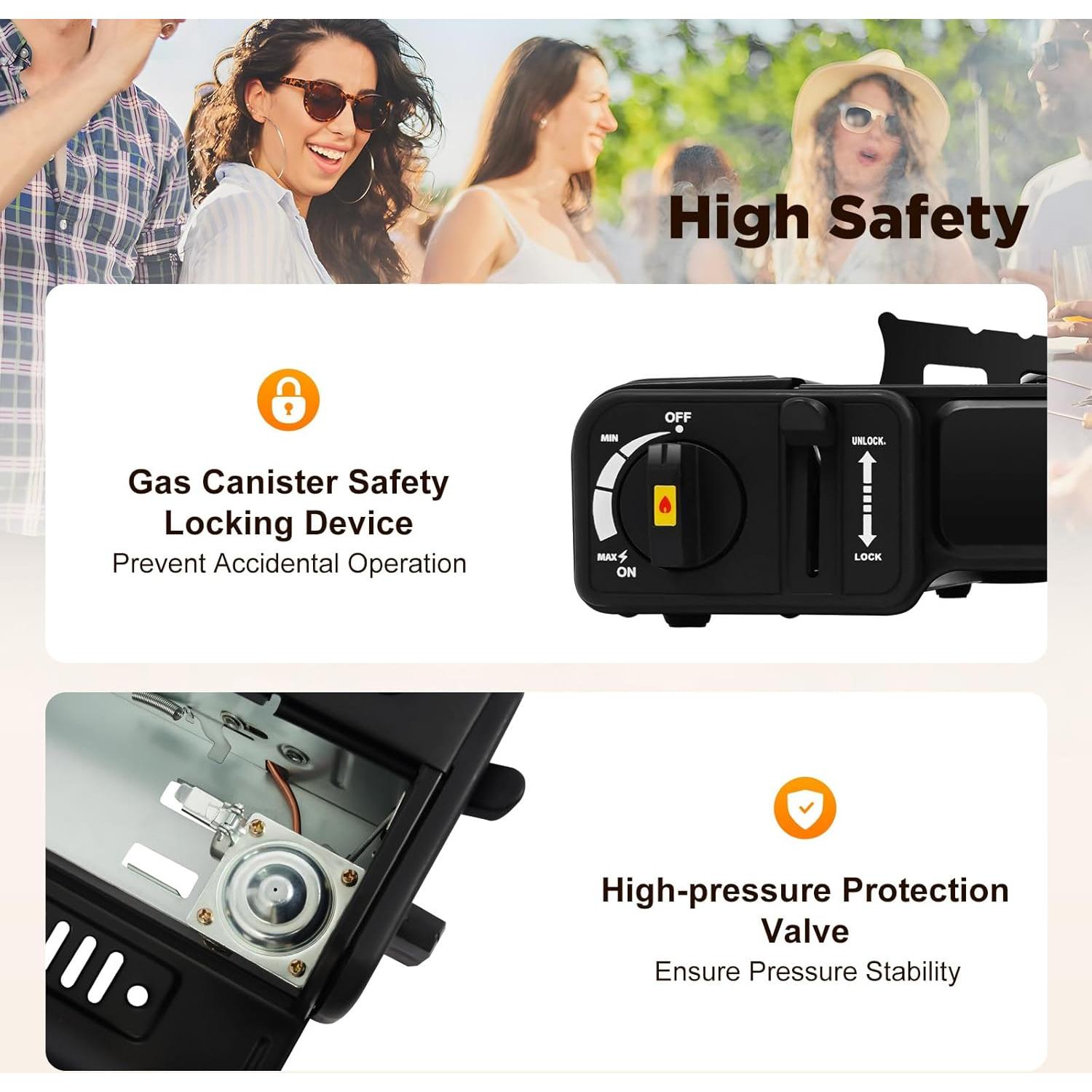 Estufa de Camping Portátil QUEWATSA Doble Quemador Butano 64x27.8cm