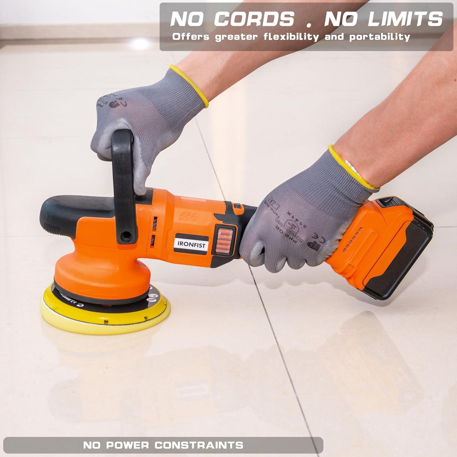 Pulidora Orbital Inalámbrica IRONFIST 20V 6" Sin Escobillas