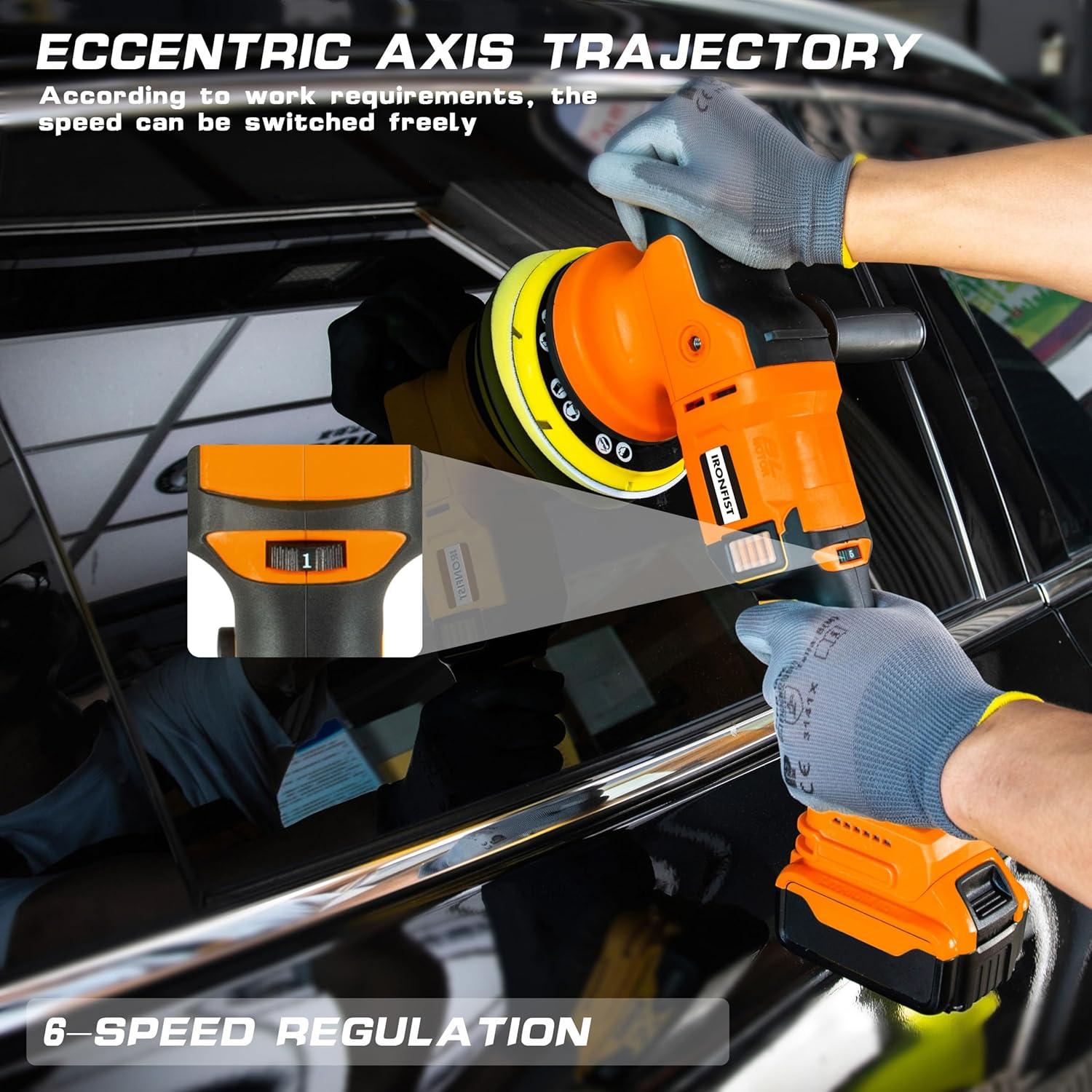 Pulidora Orbital Inalámbrica IRONFIST 20V 6" Sin Escobillas