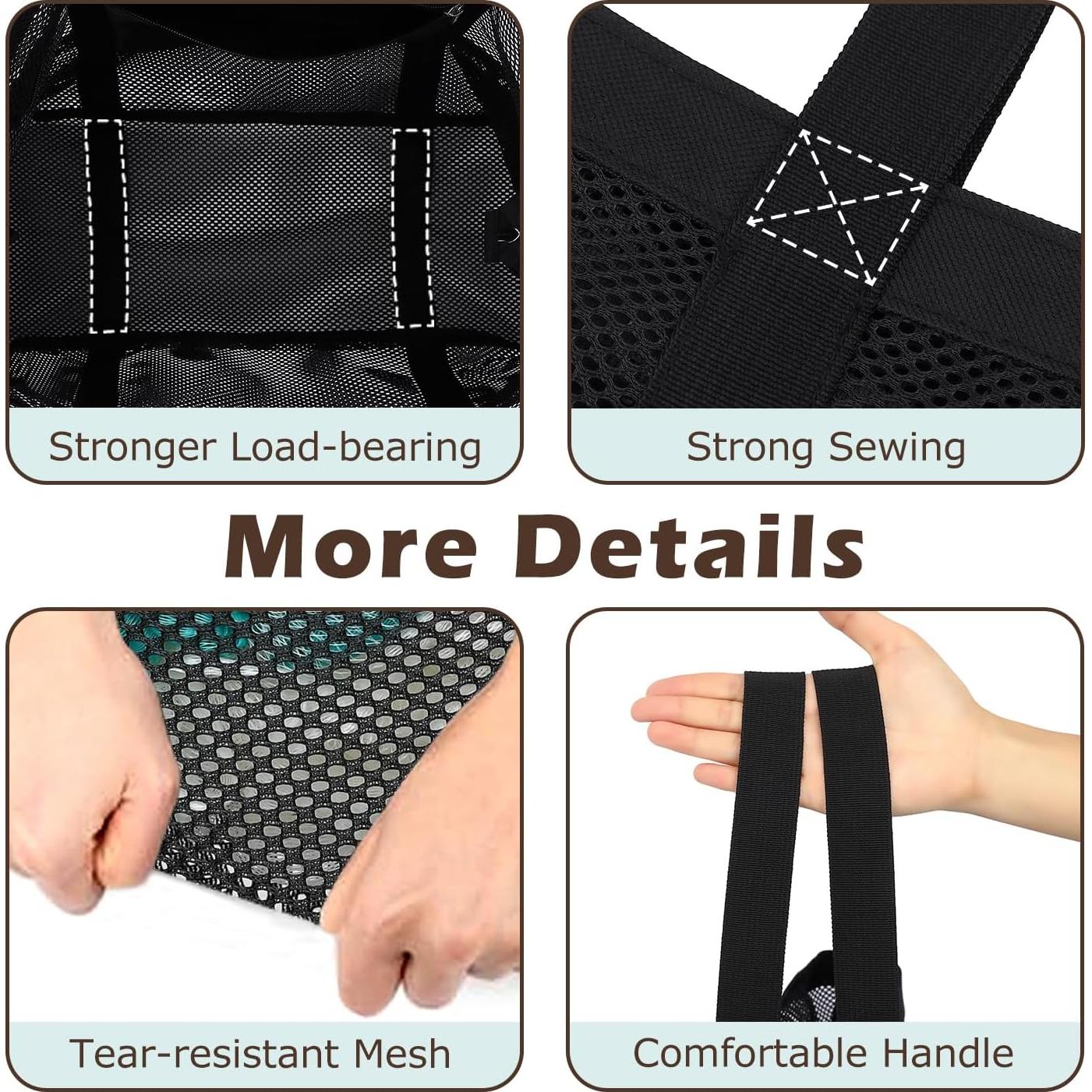 Bolsa de Playa de Malla Fammart Grande con Cremallera - Negro