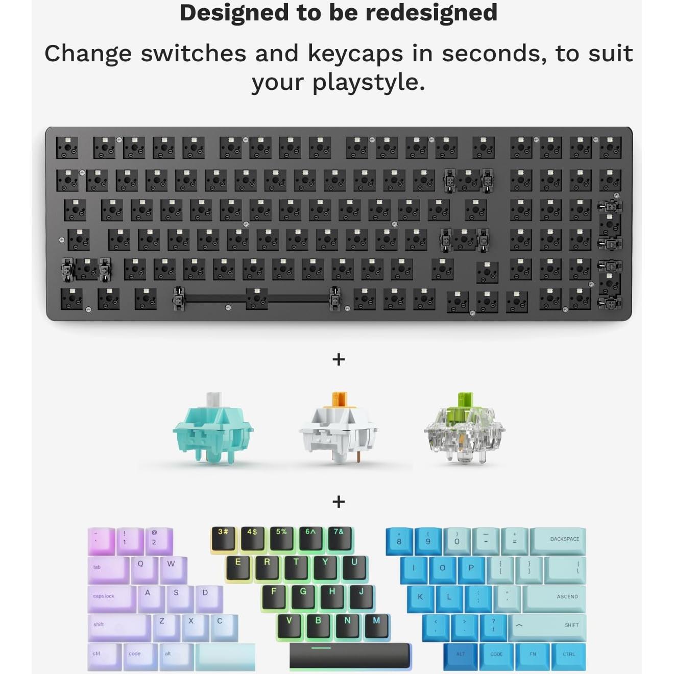 Teclado Mecánico Glorious GMMK 2 Barebones 96% Negro RGB