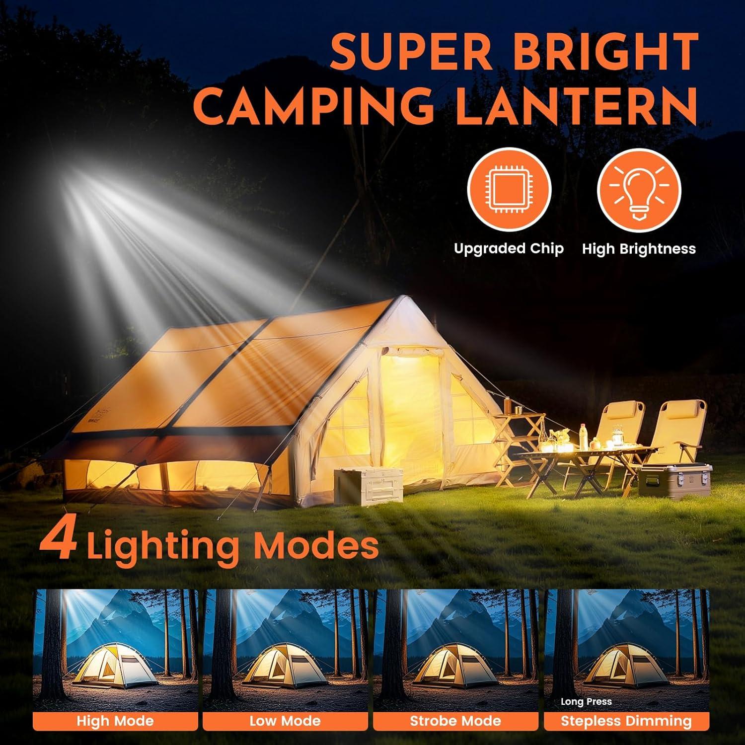 Linterna de Camping Recargable Yunchenghui 2Pack 7500mAh