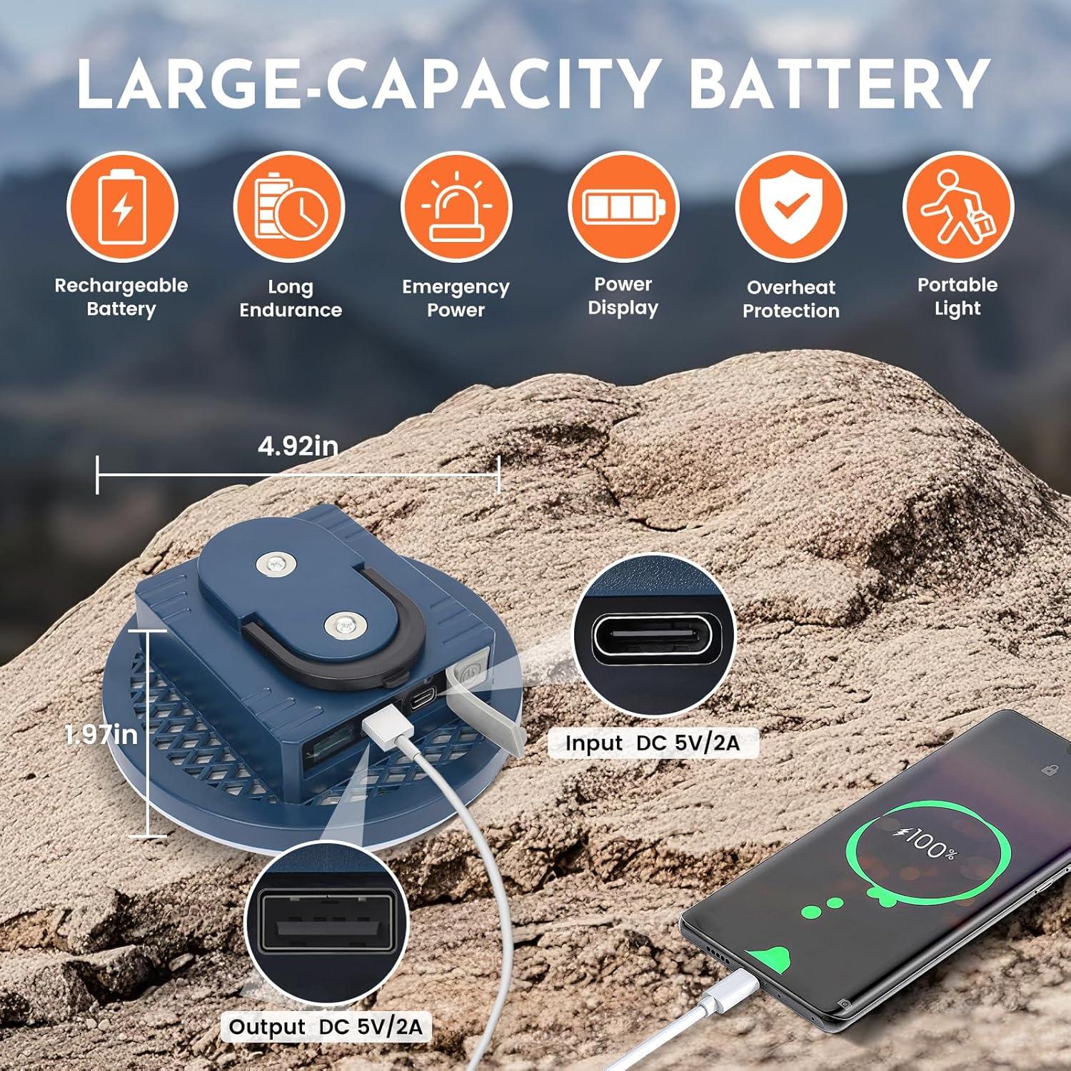 Linterna de Camping Recargable Yunchenghui 2Pack 7500mAh