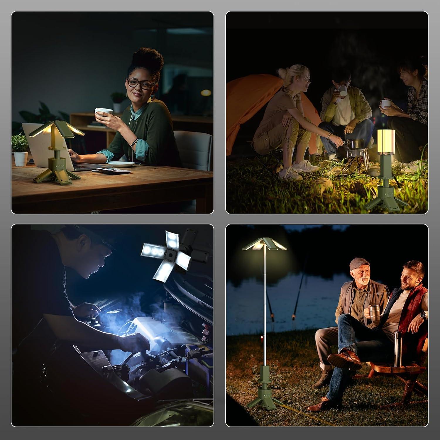 Luces de Camping Telescópicas Clemas 14000mAh 6000LM Verde