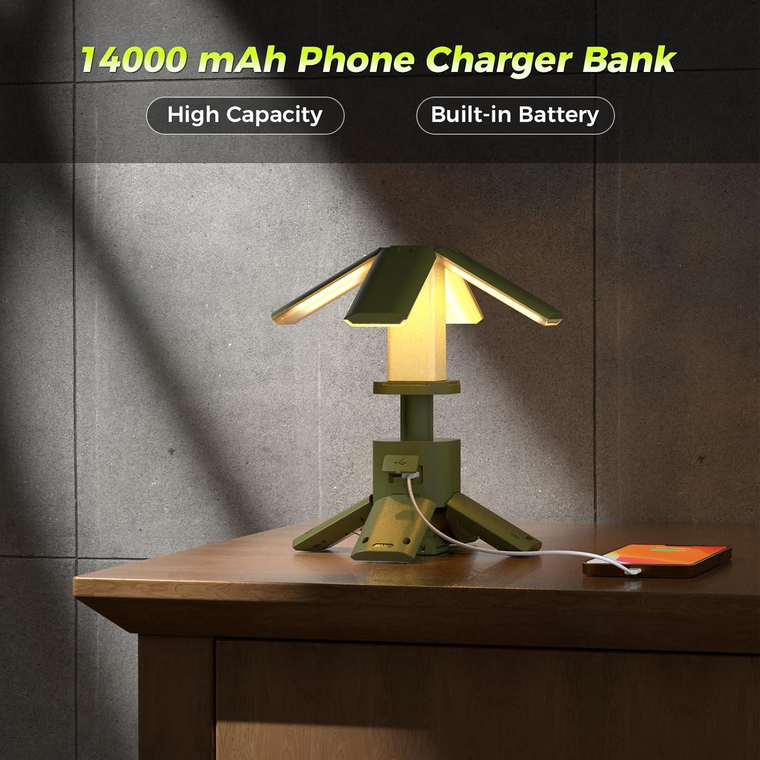 Luces de Camping Telescópicas Clemas 14000mAh 6000LM Verde