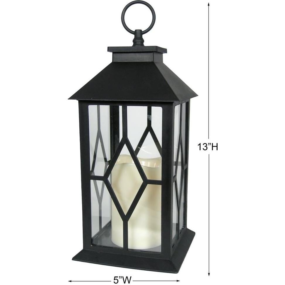 Juego de 2 Linternas Decorativas LED Negras 33 cm con Control Remoto