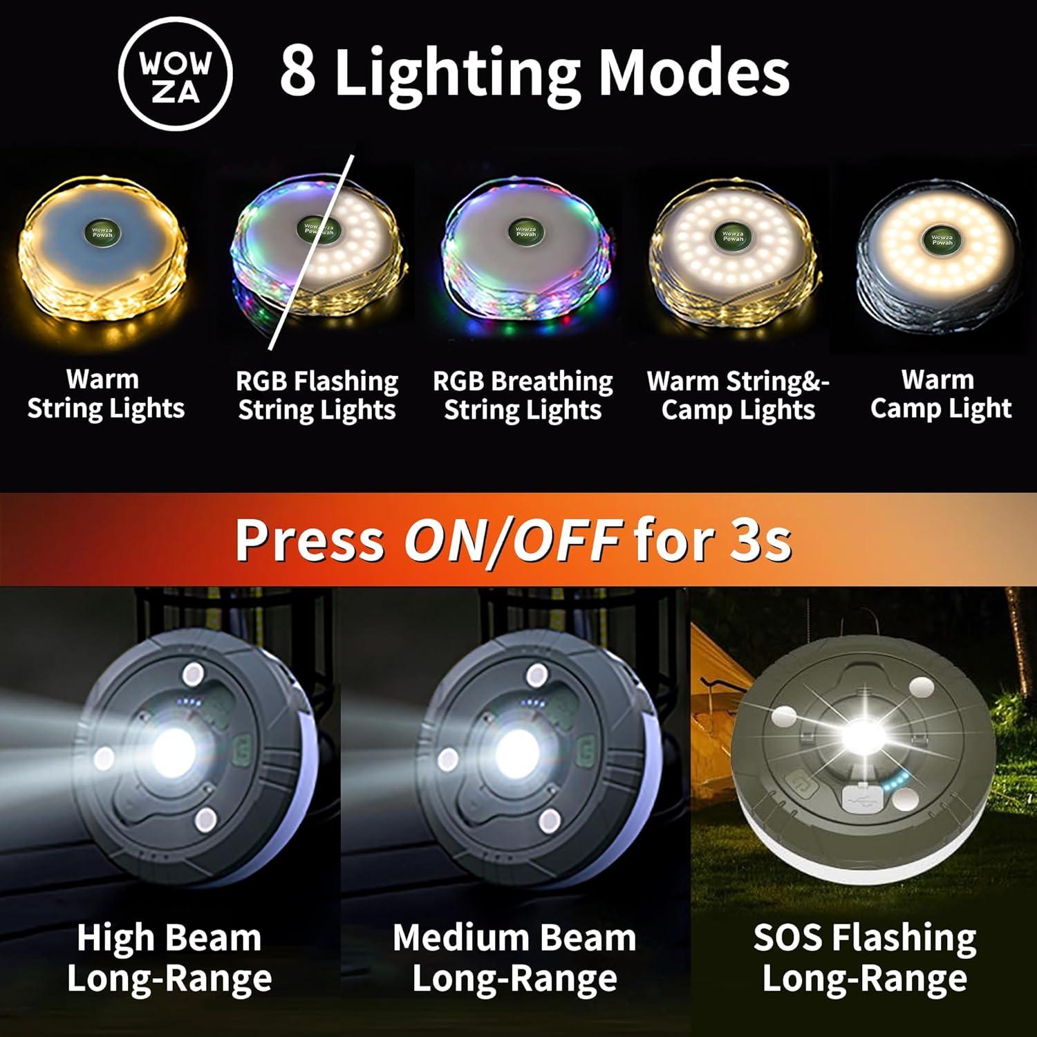 Luces de Camping Retráctiles Sprian 10m 2000mAh Impermeables