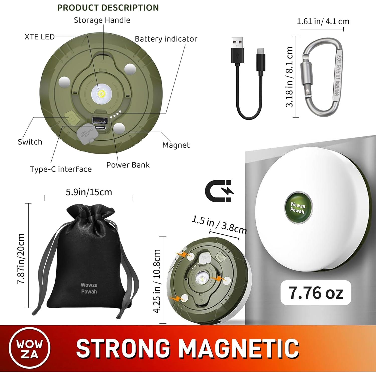 Luces de Camping Retráctiles Sprian 10m 2000mAh Impermeables