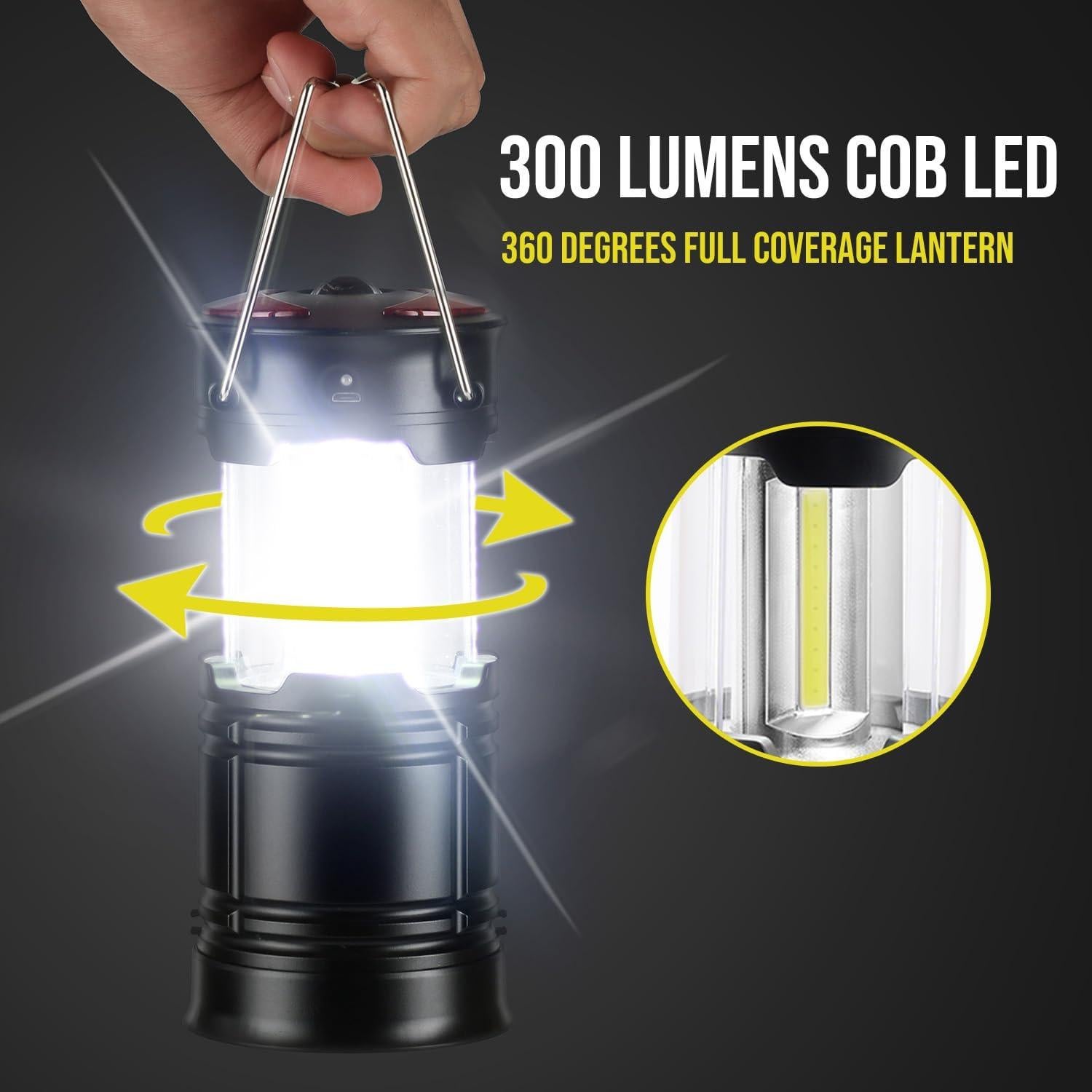 Linternas de Camping Lichamp 4 Piezas Recargables 300 Lúmenes