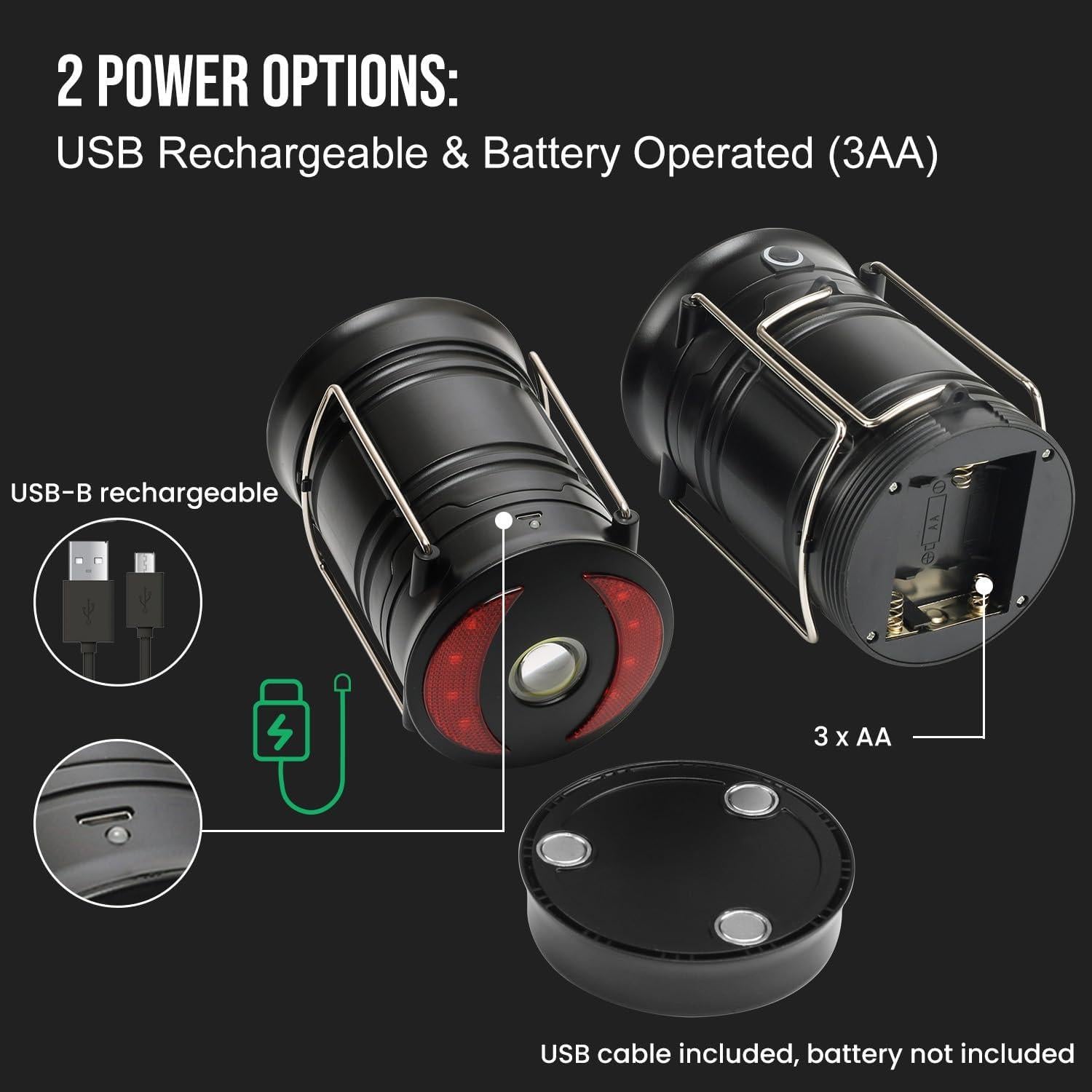 Linternas de Camping Lichamp 4 Piezas Recargables 300 Lúmenes