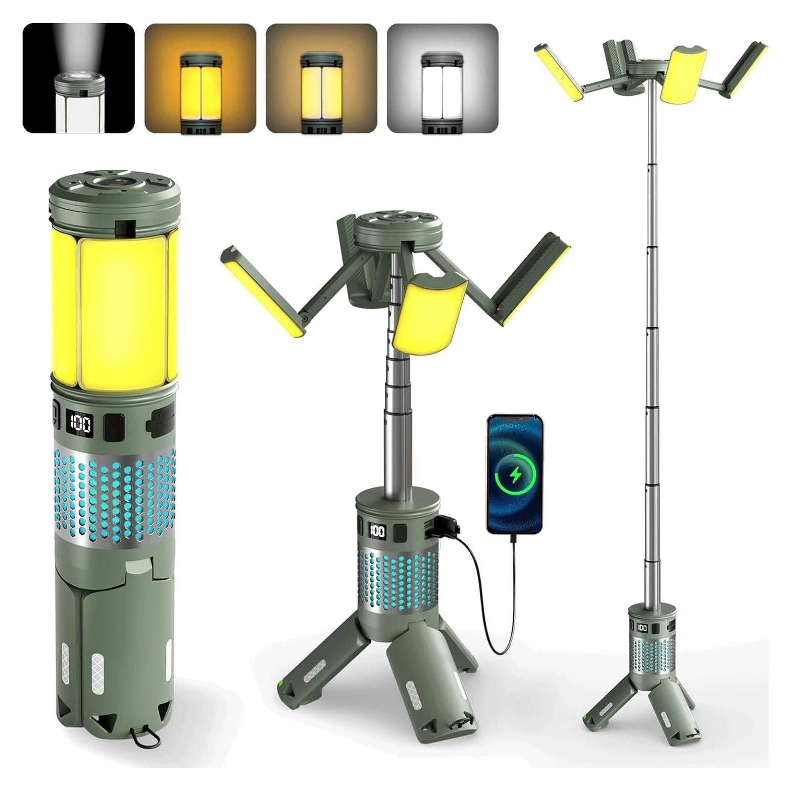 Telescopic Camping Lights, Rechargeable Camping Lights with Stand,12000mAh Collapsible Camping Lanterns, Magnetic Base Portable Flashlights IPX5 Waterproof for Camping,Hiking,Emergency Use