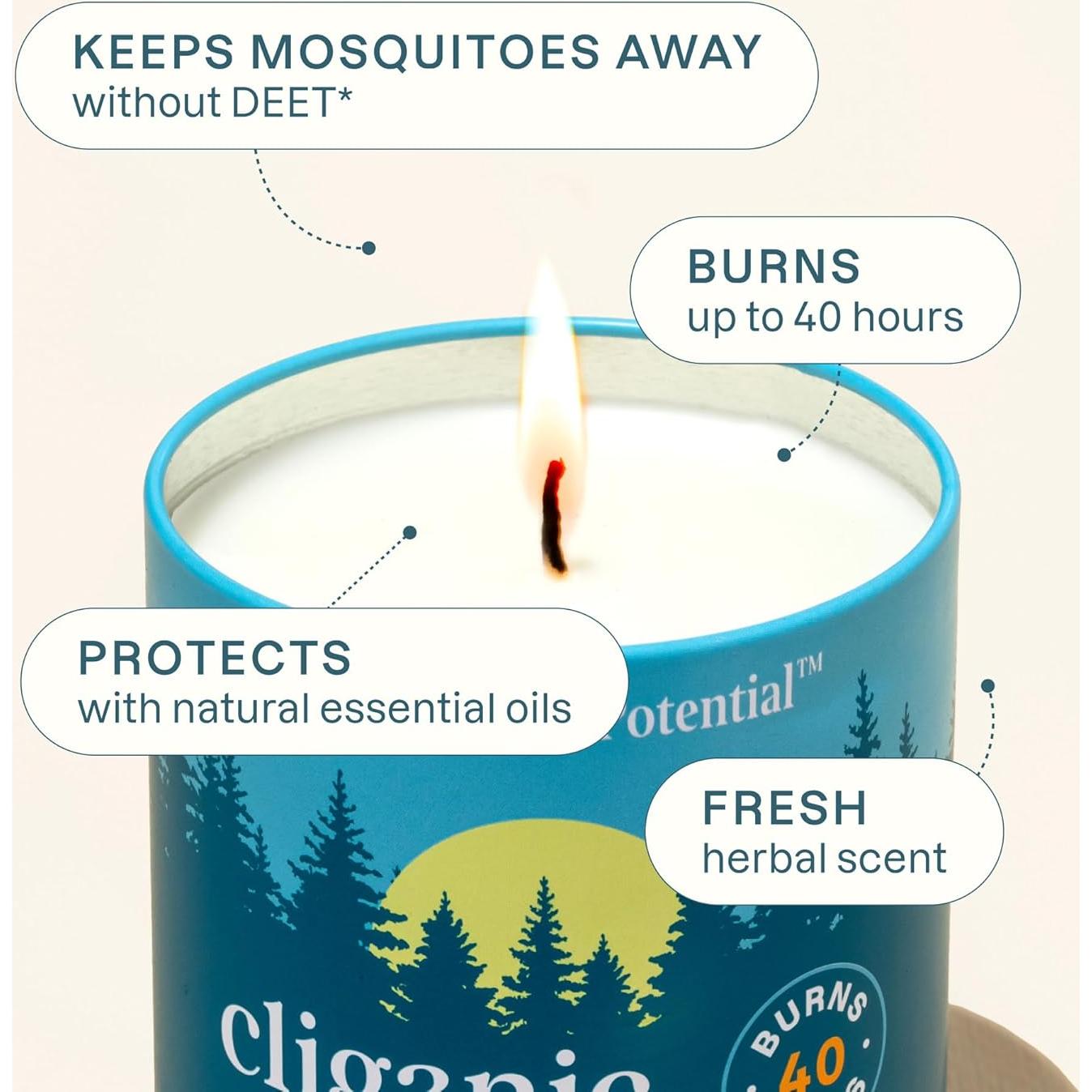 Vela Repelente de Mosquitos Cliganic 255g - Citronela Natural