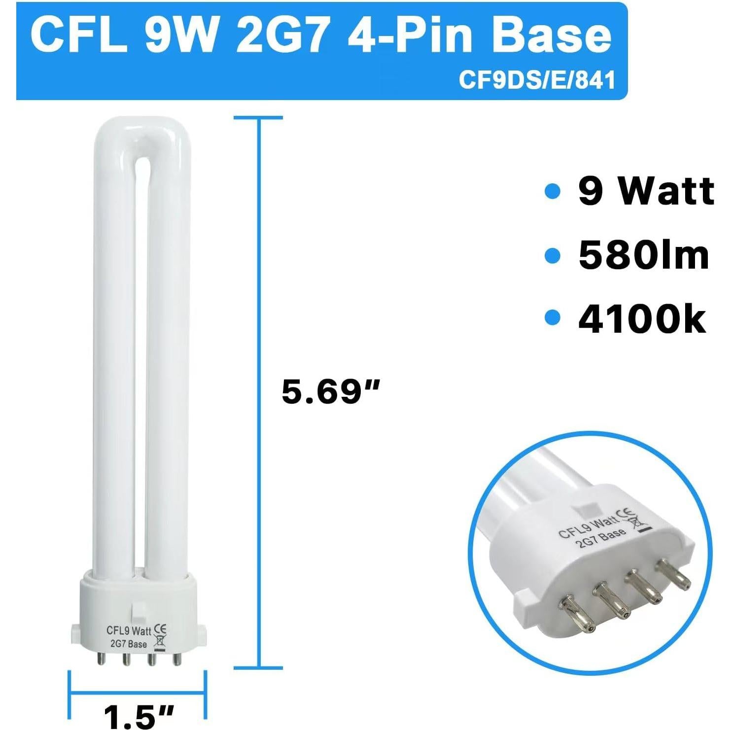 Bombilla CFL 9W 4100K 2G7 JL - Paquete de 4