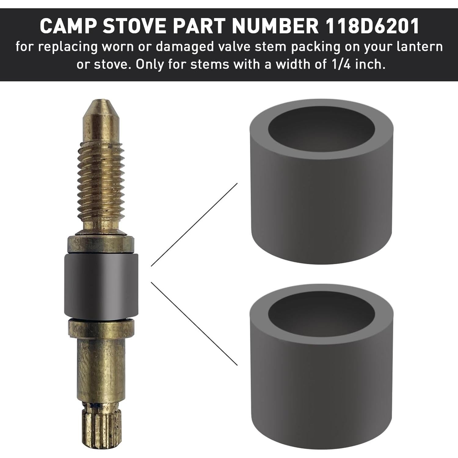 Empaque de vástago de válvula GEAIN 118D6201 para linternas y estufas