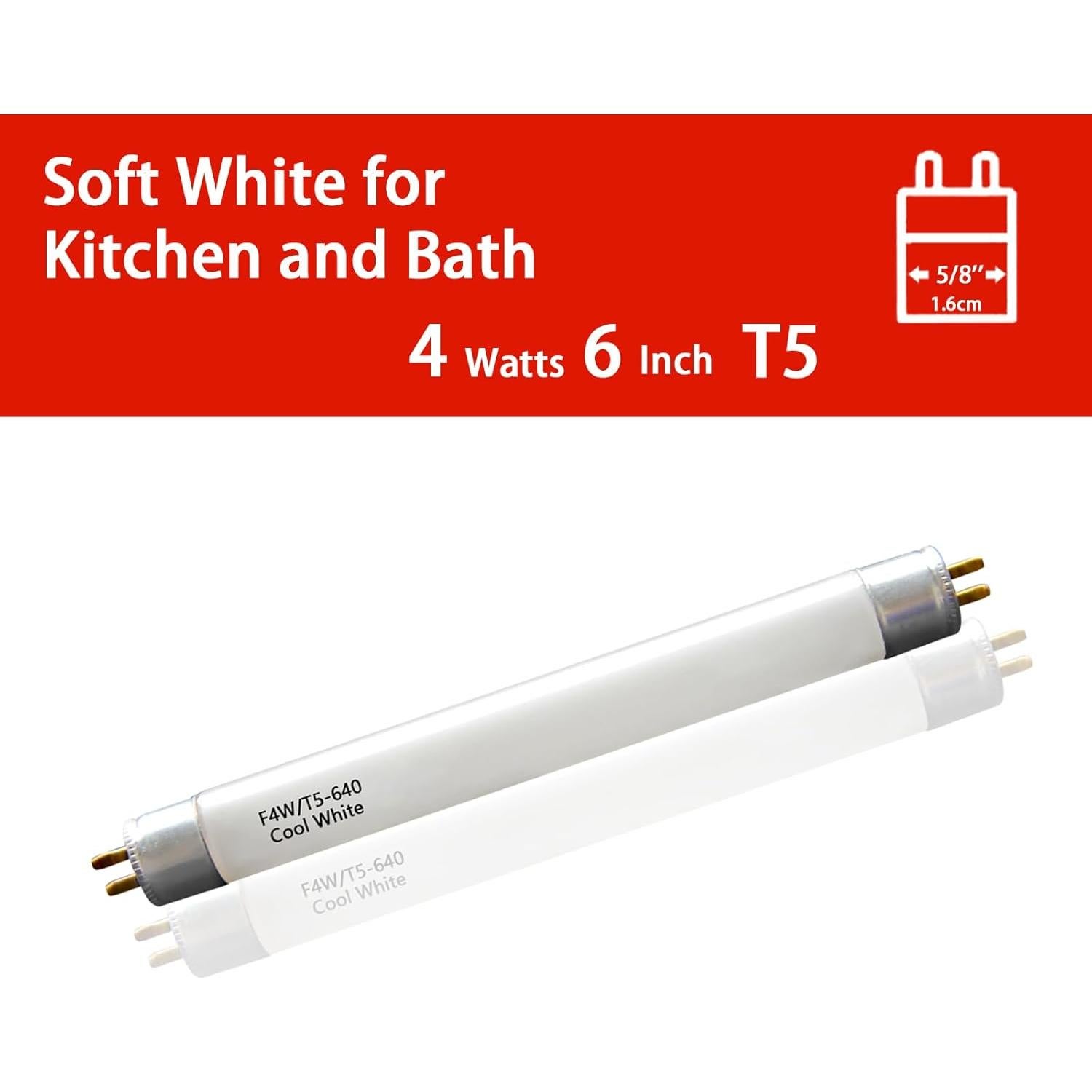 Bombilla Fluorescente T5 4W 4100K Blanco Frío 6" SGZ&ZGS - 4 Pack