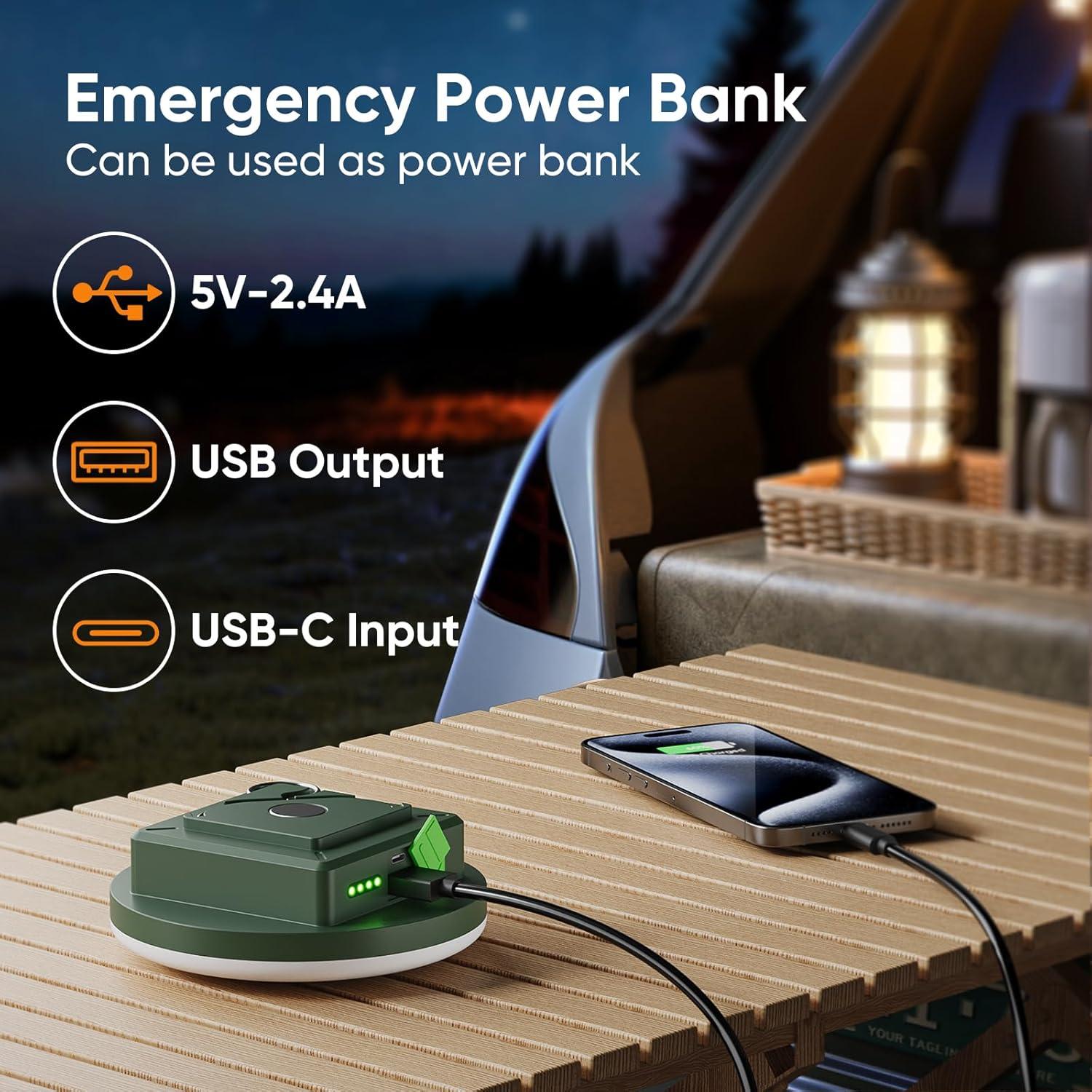 Linterna de Camping Eventek 12000mAh LED Impermeable IPX5