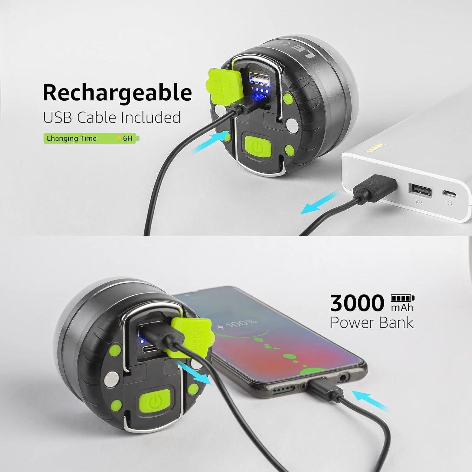 Linterna de Camping LE LED Recargable 310LM 5 Modos Impermeable