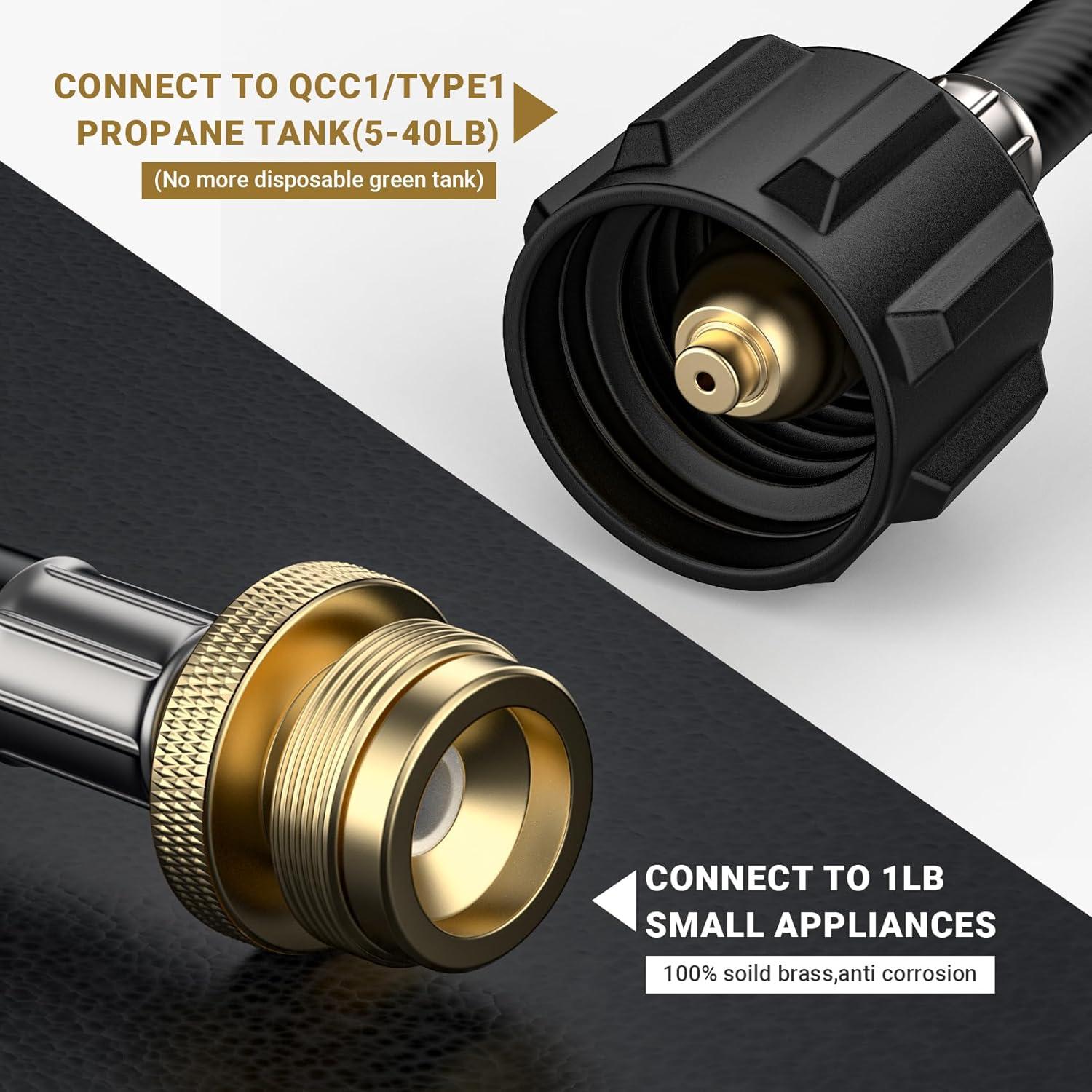 Adaptador de Manguera de Propano ONLYFIRE 12 Pies para Tanques de 20 lb