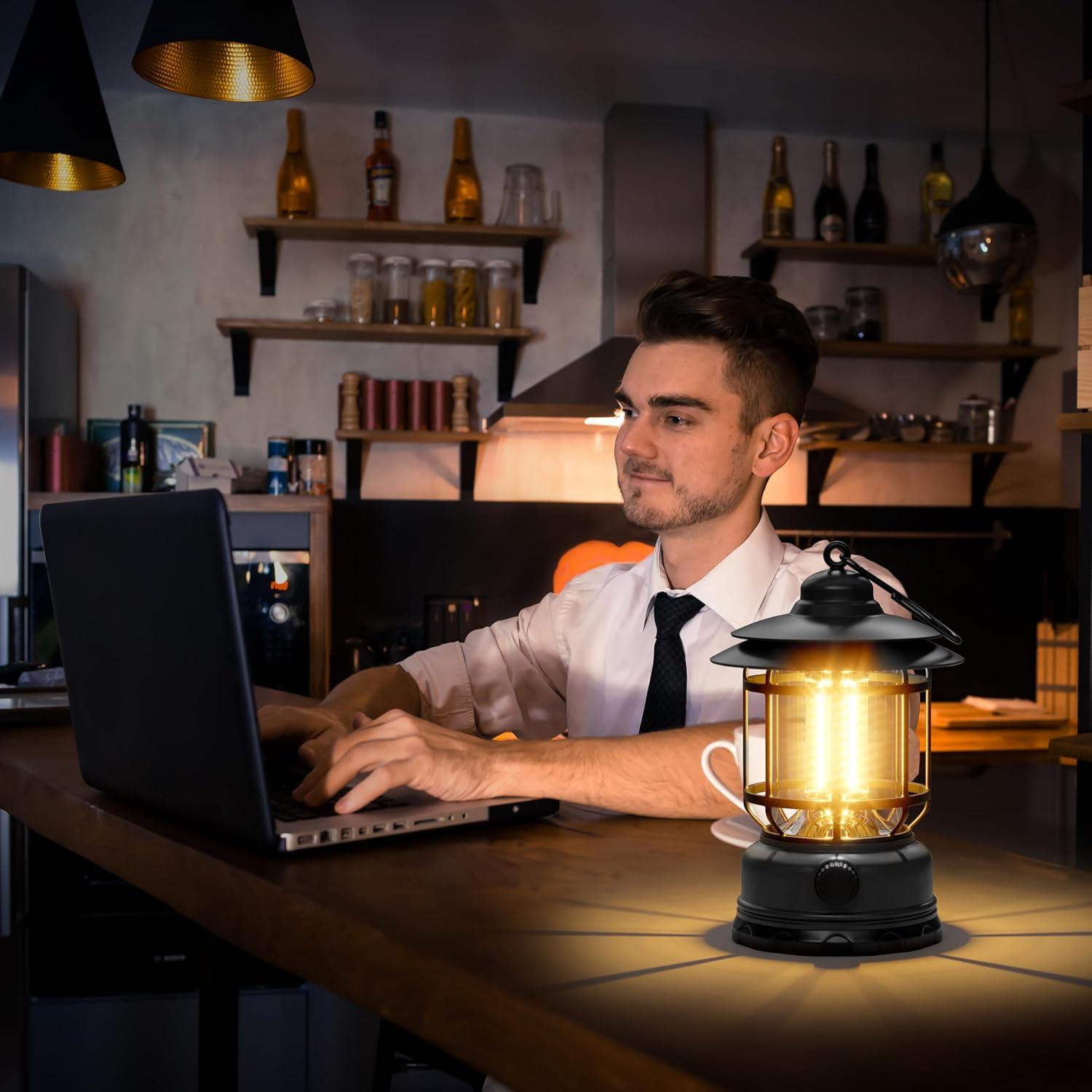 Linterna LED de Camping KUNDGLA Negra Recargable USB 1500 LM