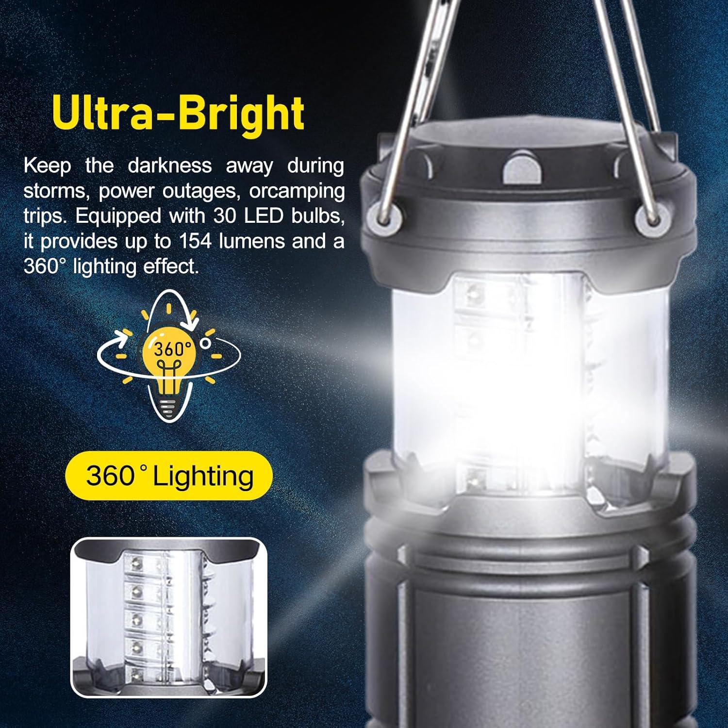 Linterna LED de Camping CHUNYU - Paquete de 4, 30 LEDs, Impermeable