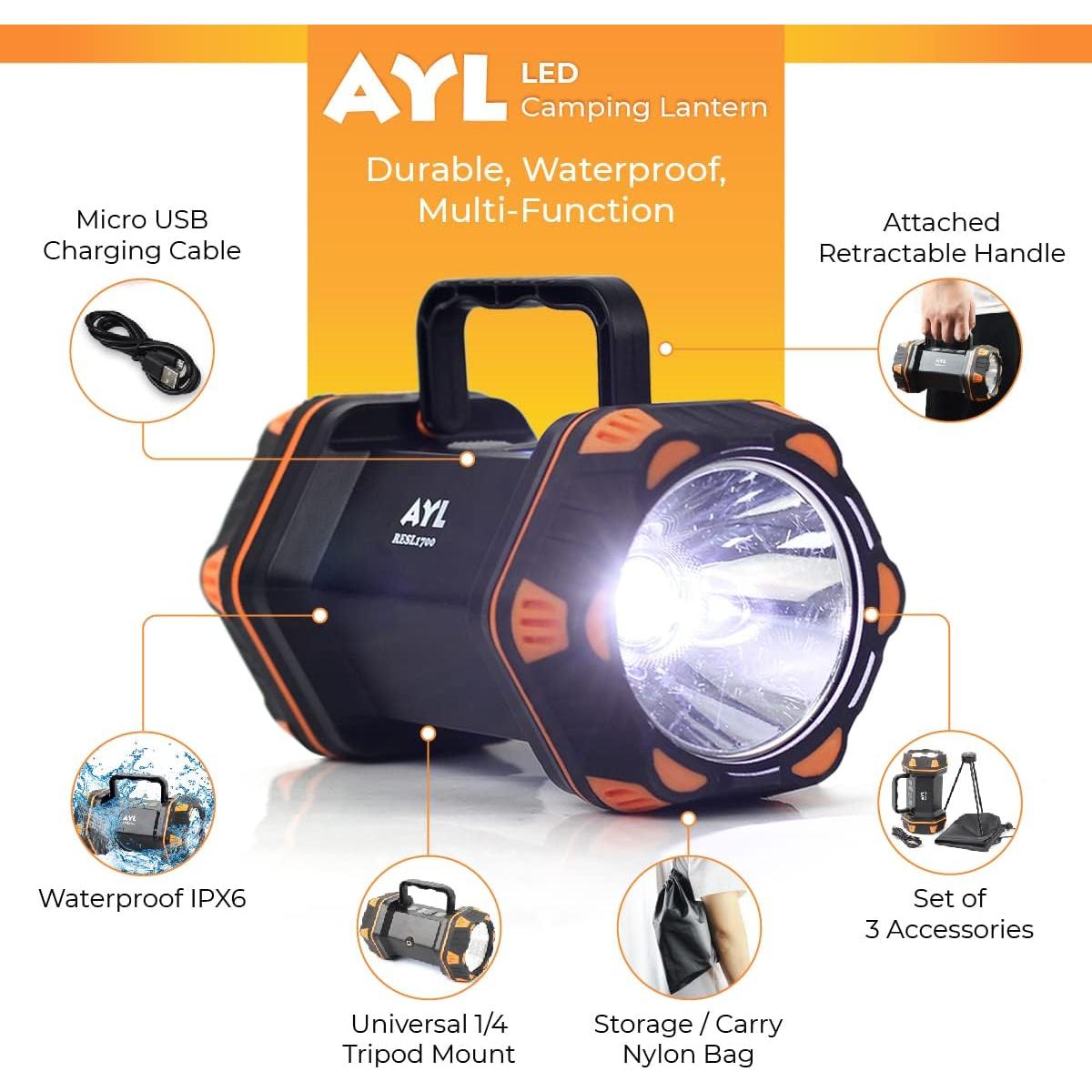 Linterna LED AYL Recargable 4800mAh Impermeable 1450 Lúmenes