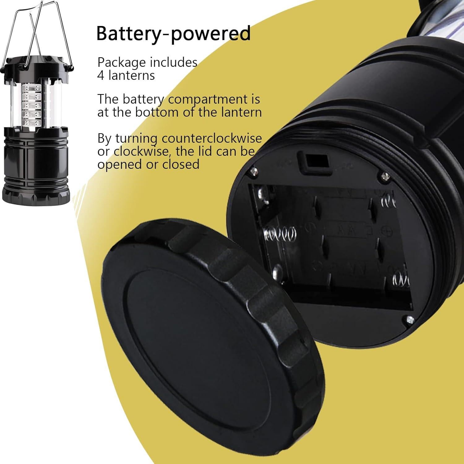 Linterna de Camping LULUDDM, Paquete de 4 LED Ajustables IPX4