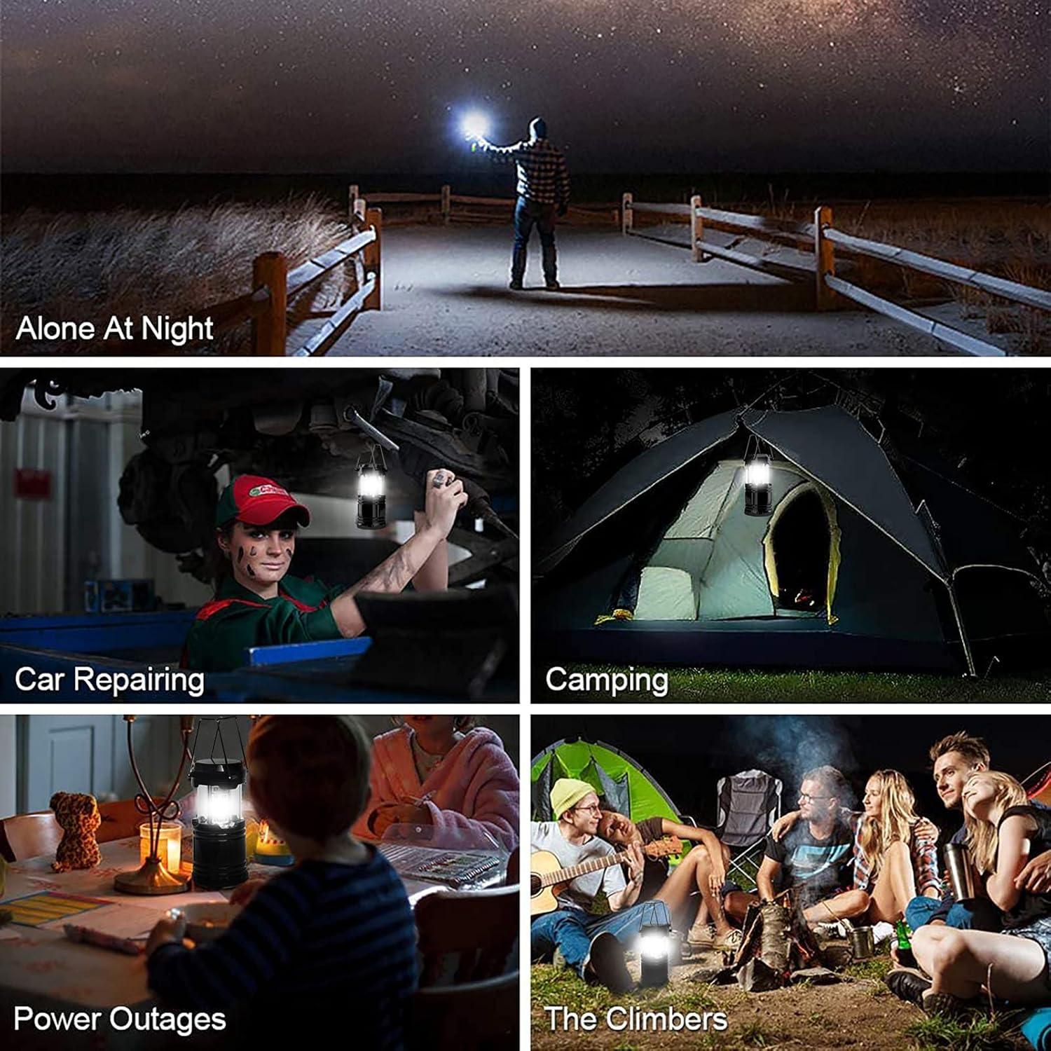 Linterna de Camping LULUDDM, Paquete de 4 LED Ajustables IPX4