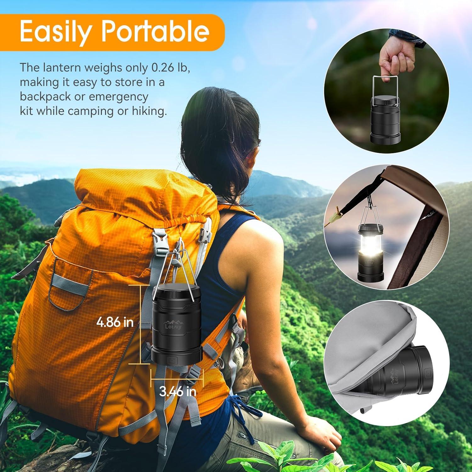 Linternas de Camping LETMY 4 Paquete LED Plegables 600 Lúmenes