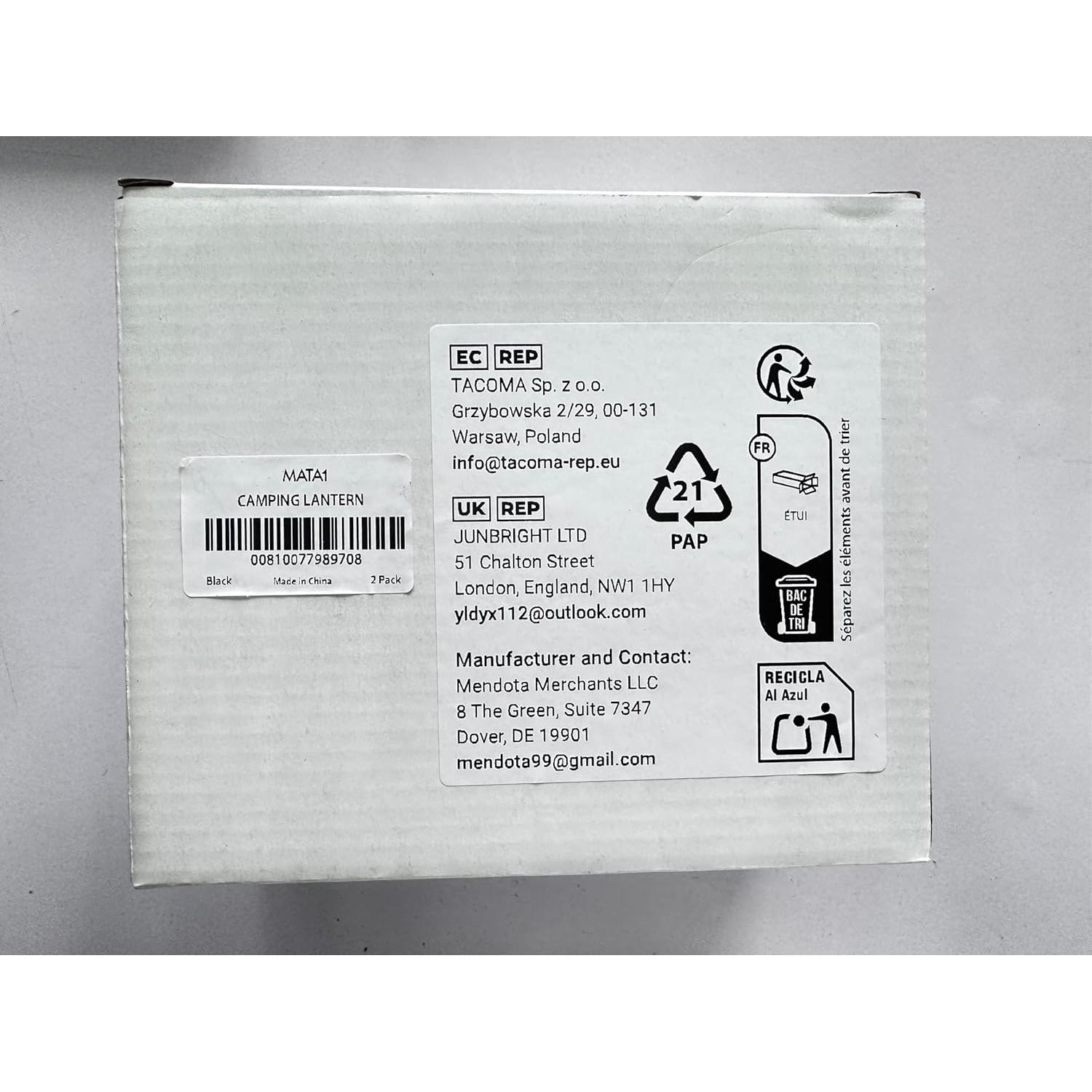 Lámparas LED de Camping Mata1 - 2 Paquete, 180 Lúmenes