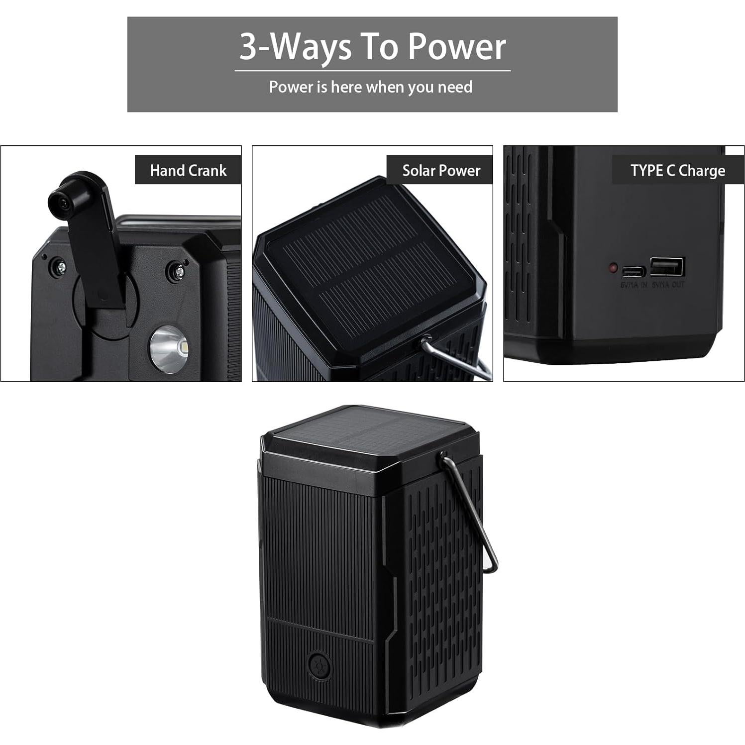 Linterna de Camping Recargable HY-236TD USB Solar Manivela