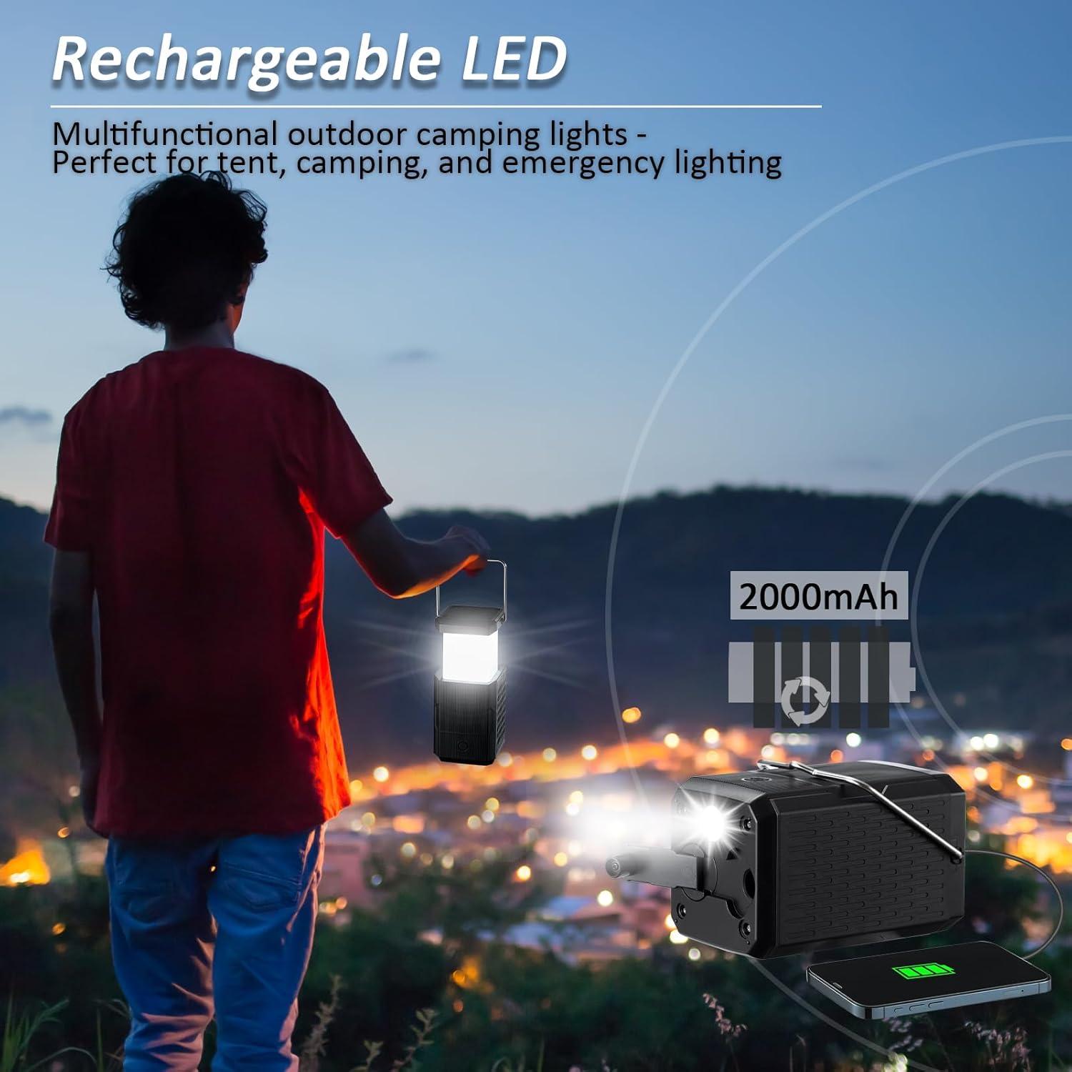 Linterna de Camping Recargable HY-236TD USB Solar Manivela