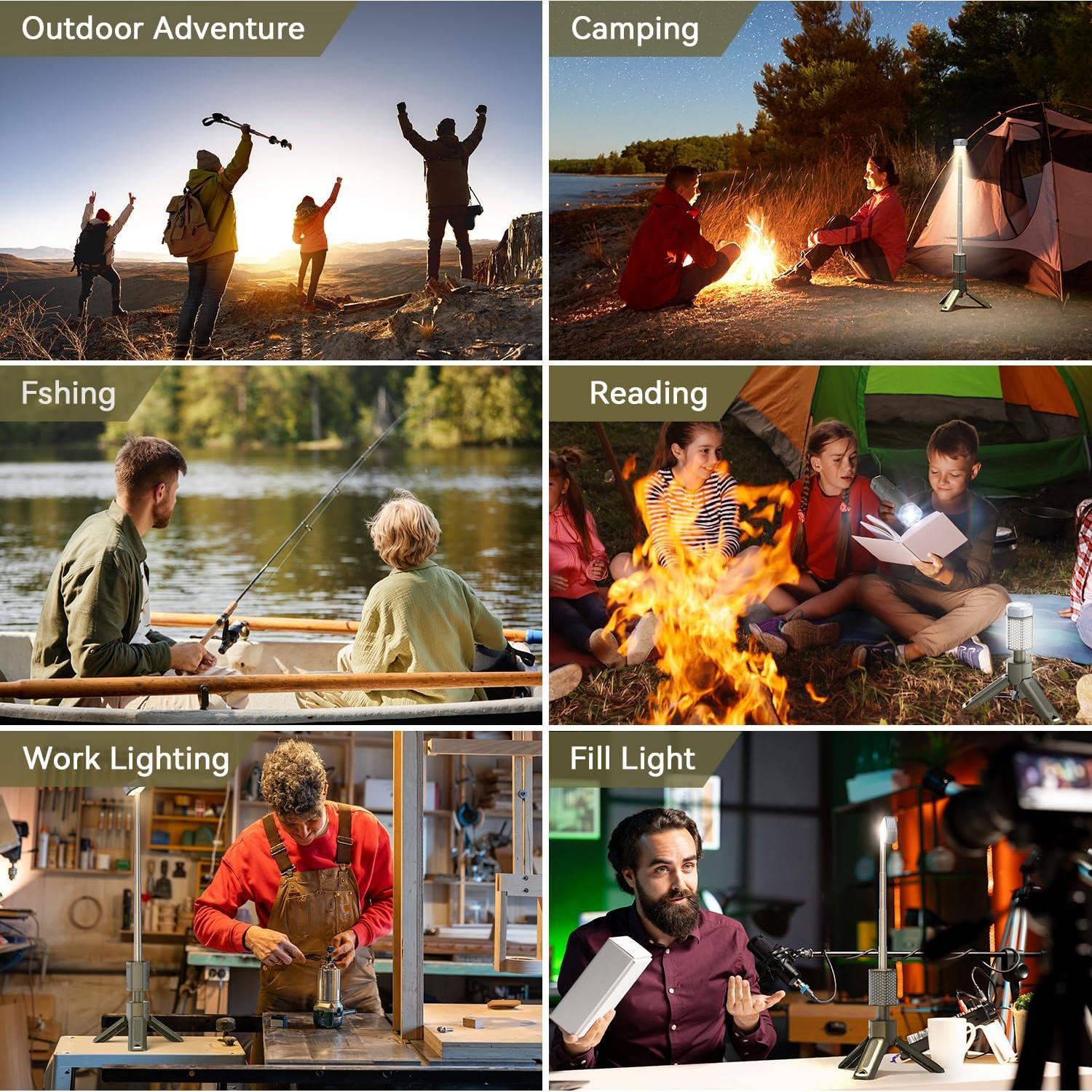 Lámpara de Camping MORIKO Telescópica 10,500mAh IP67 Verde