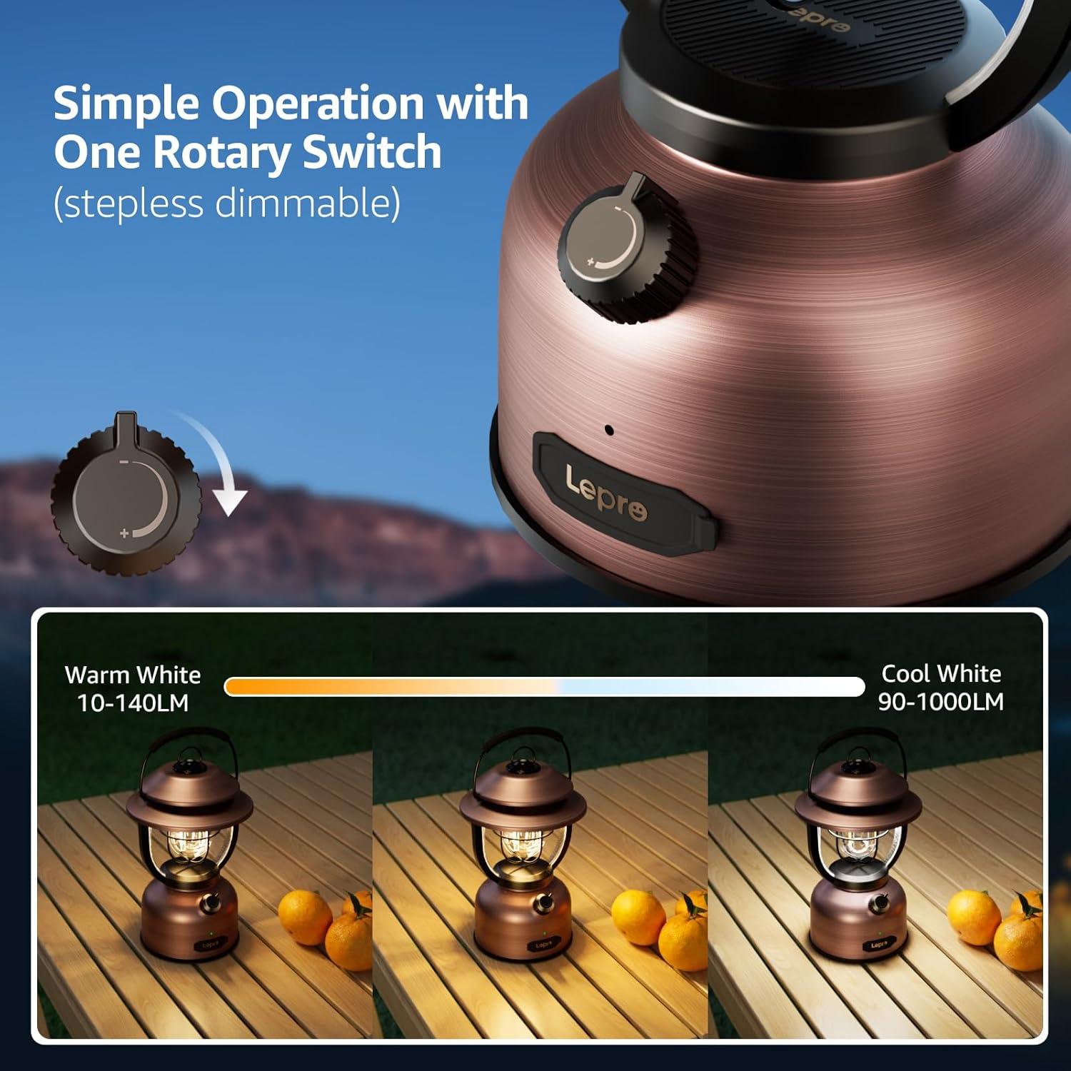 Linterna de Camping LED Lepro Retro 2500K 5000K Recargable