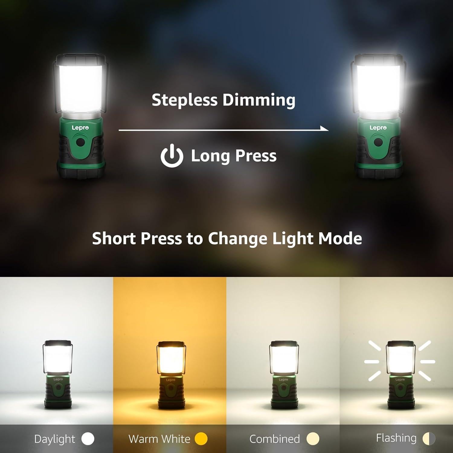 Linterna LED Lepro para Camping 350 Lúmenes IPX4