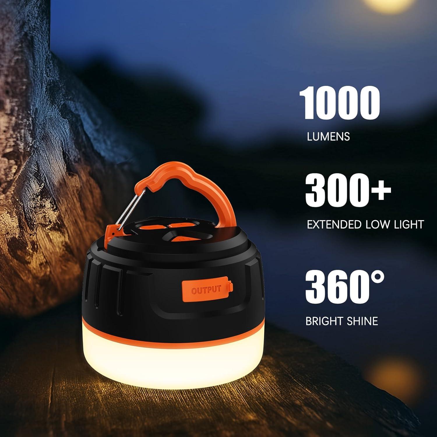 Linterna de Camping LED Yonktoo 1000LM Recargable IPX5 Naranja