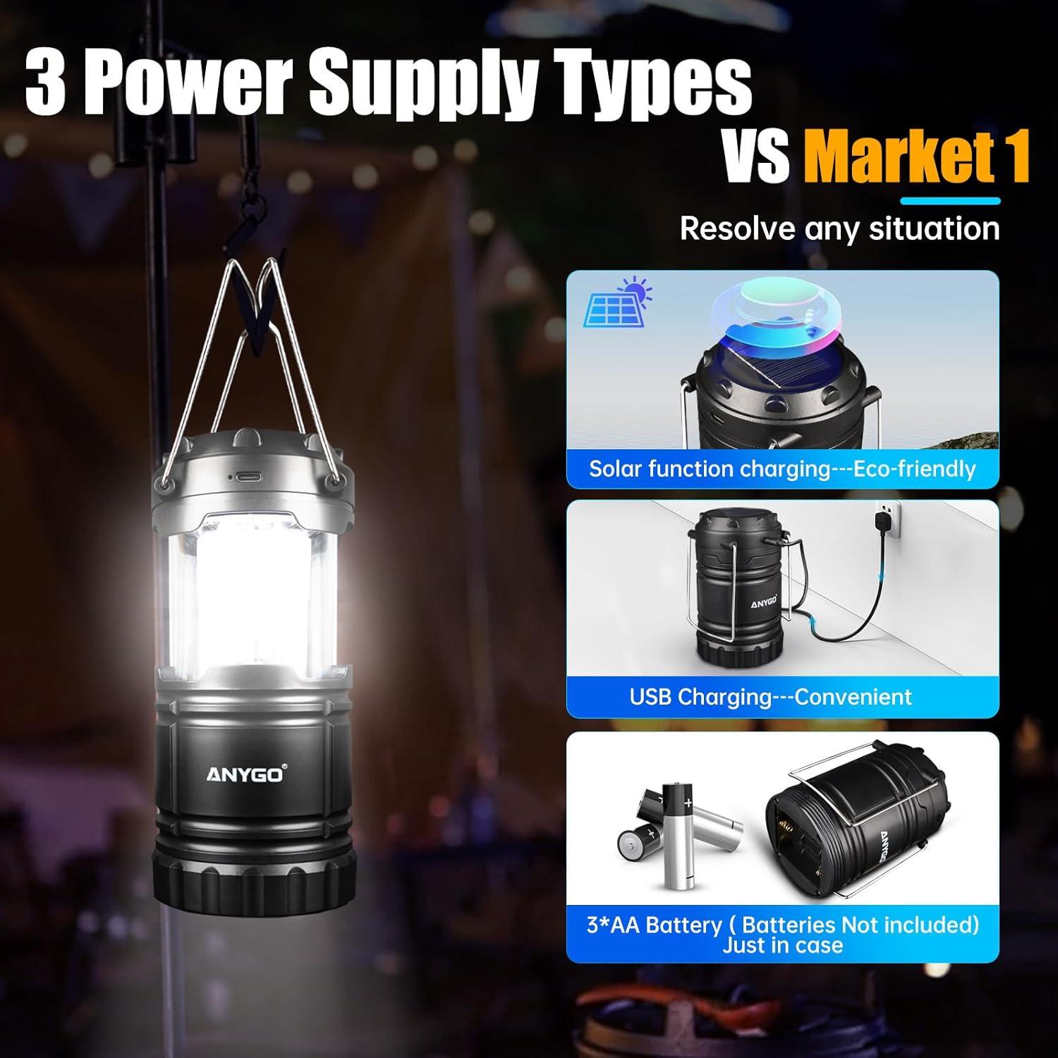 Linterna de Camping Recargable ANYGO AG-YY01-4, 400 Lúmenes, 48h