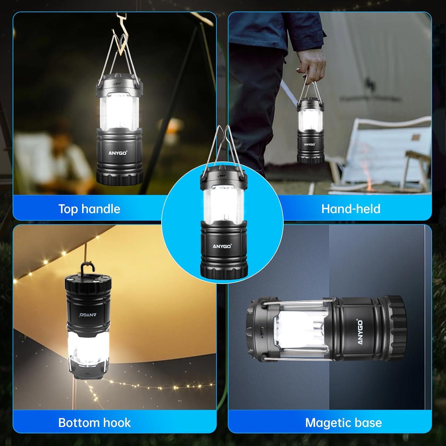Linterna de Camping Recargable ANYGO AG-YY01-4, 400 Lúmenes, 48h