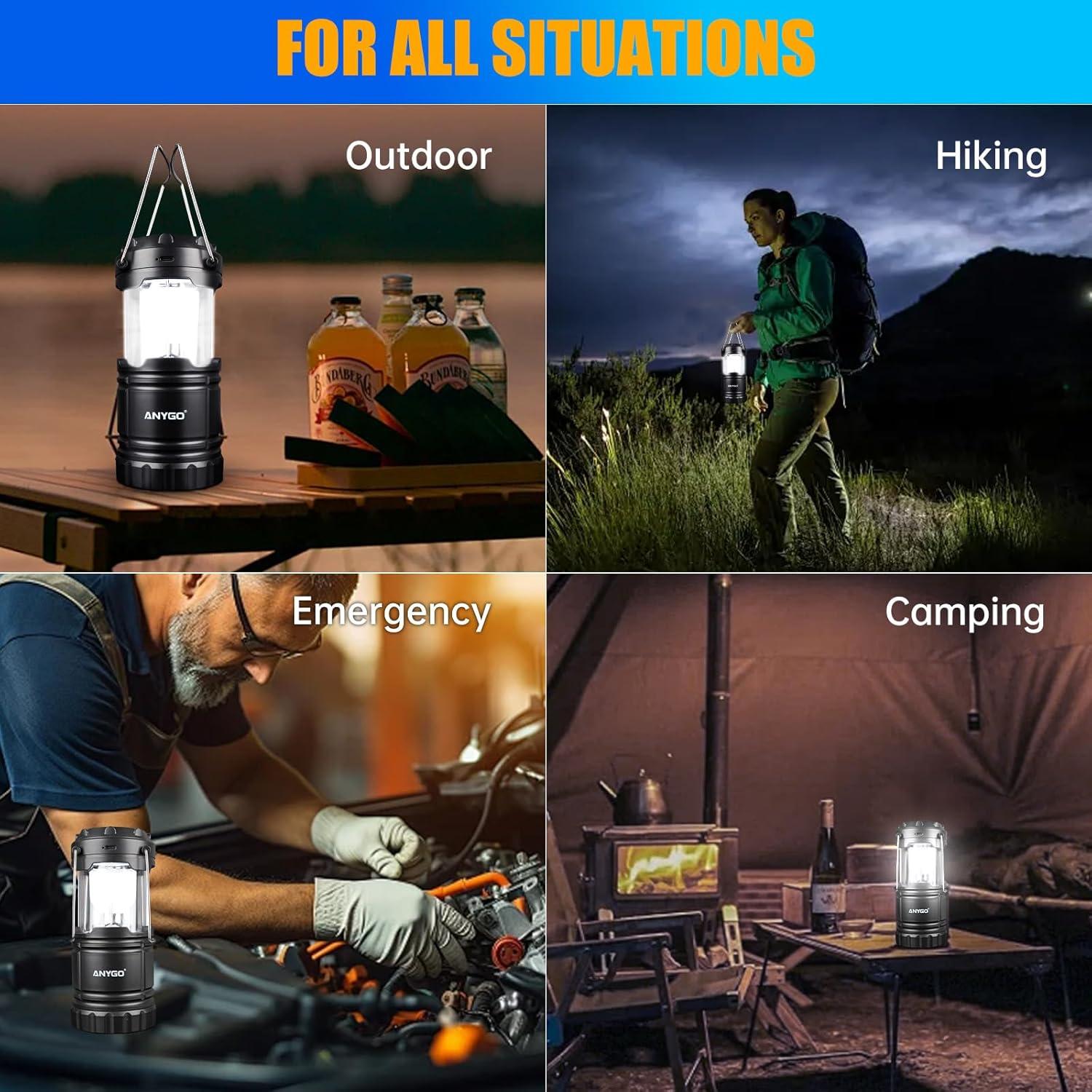 Linterna de Camping Recargable ANYGO AG-YY01-4, 400 Lúmenes, 48h