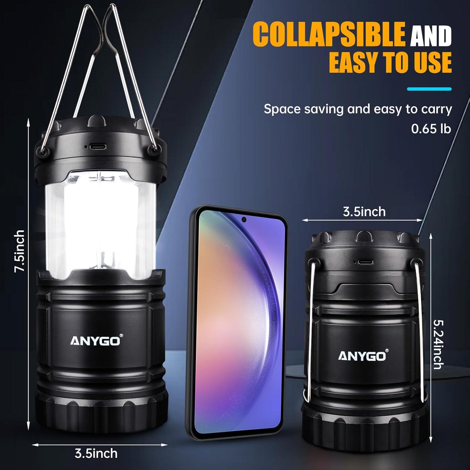 Linterna de Camping Recargable ANYGO AG-YY01-4, 400 Lúmenes, 48h