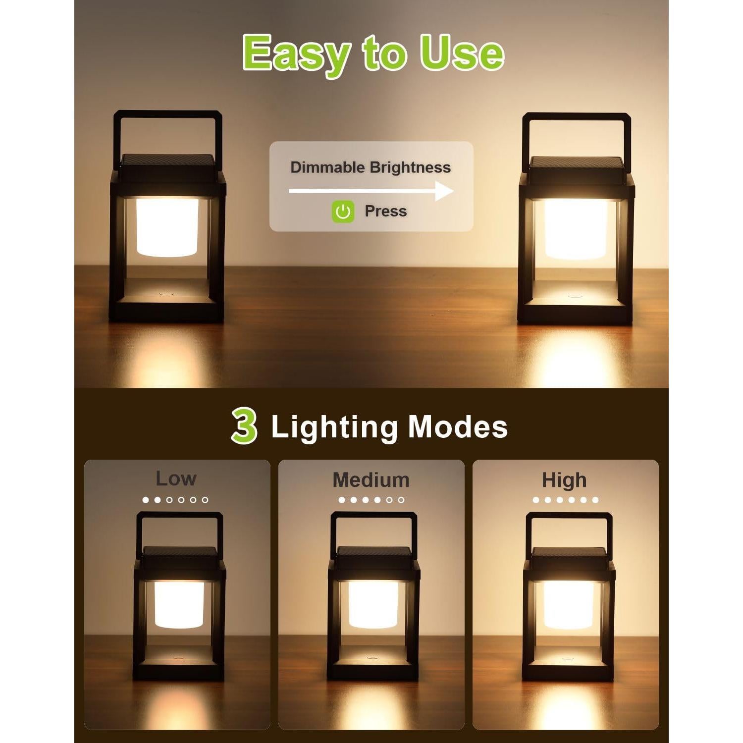 Lámpara Solar LED DAKAFUL Cuadrada Negra 12.7cm Impermeable