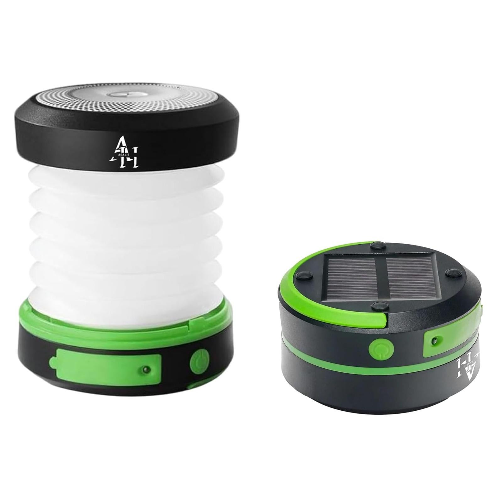 Linterna de Camping Solar Asaeh - Plegable, Recargable, Verde