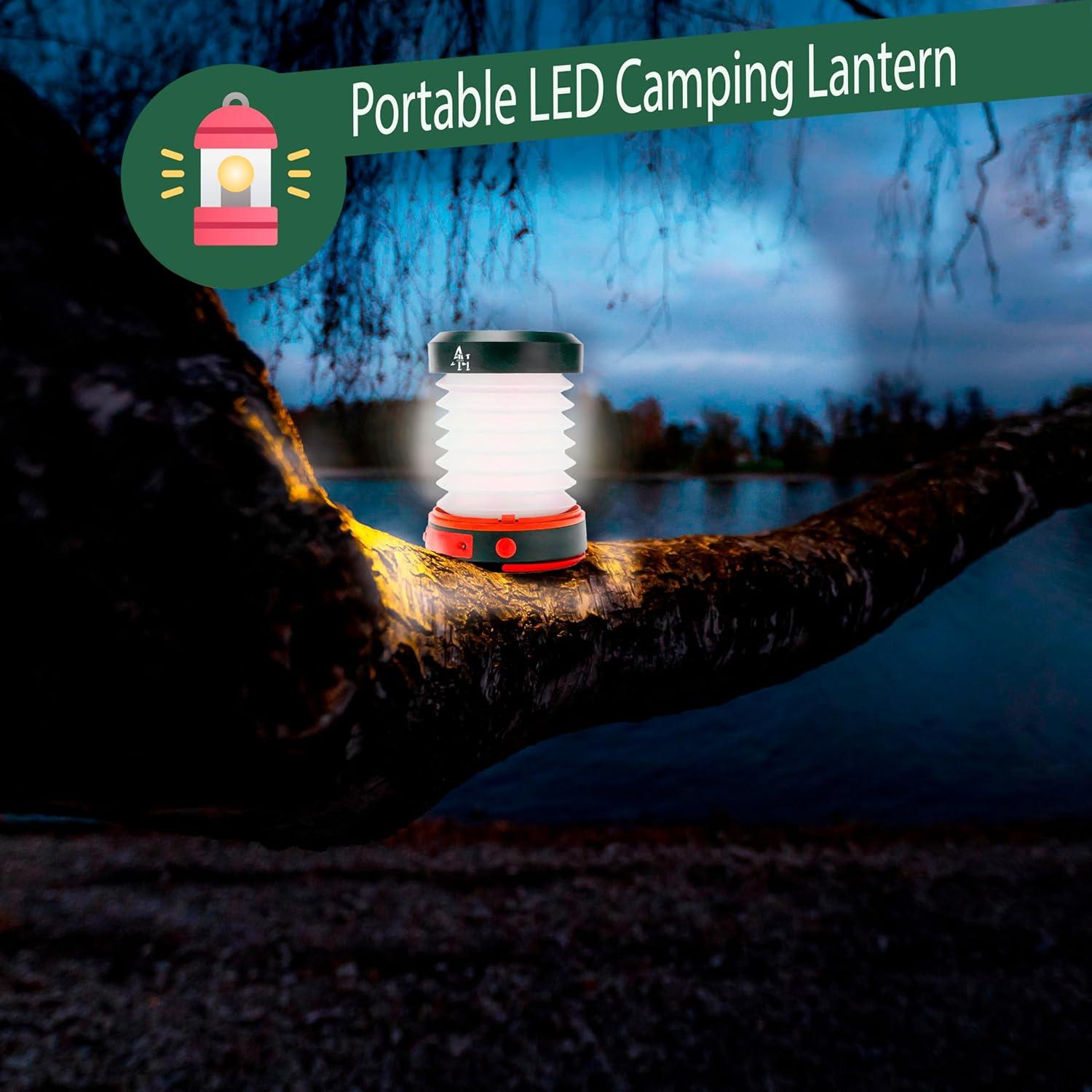 Linterna de Camping Solar Asaeh - Plegable, Recargable, Verde