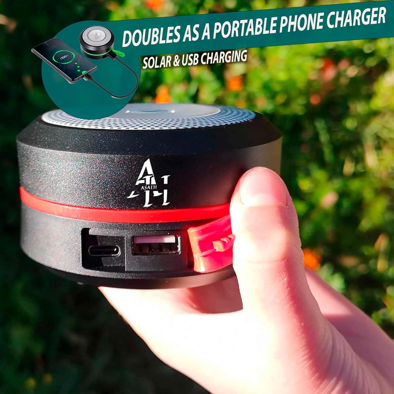 Linterna de Camping Solar Asaeh - Plegable, Recargable, Verde