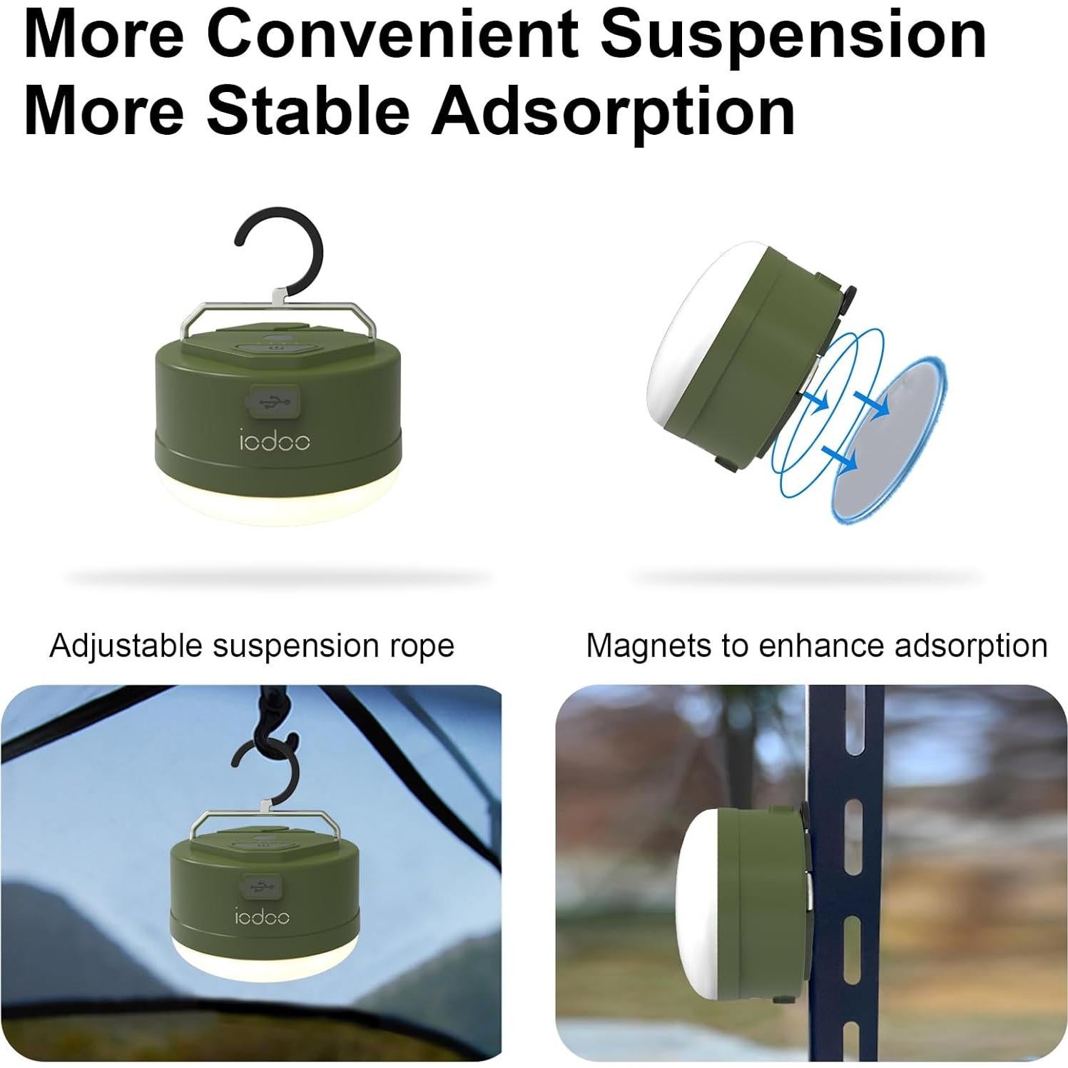 Linterna de Camping Recargable Iodoo 3000mAh 2000LM IP45