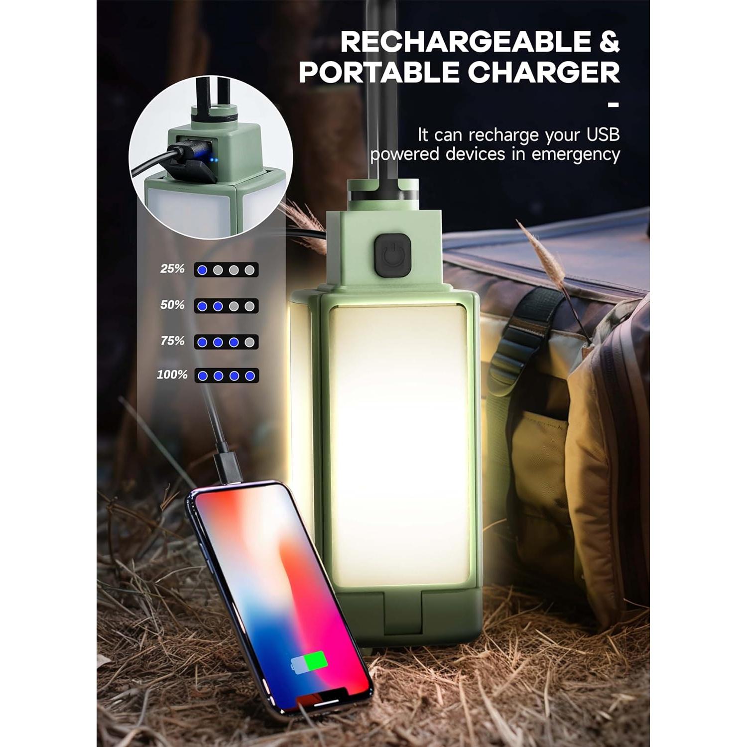 Linterna de Camping Recargable DRFX 4 Modos 2000LM Plegable