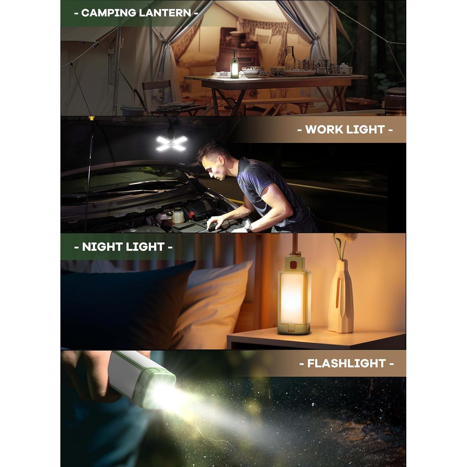 Linterna de Camping Recargable DRFX 4 Modos 2000LM Plegable