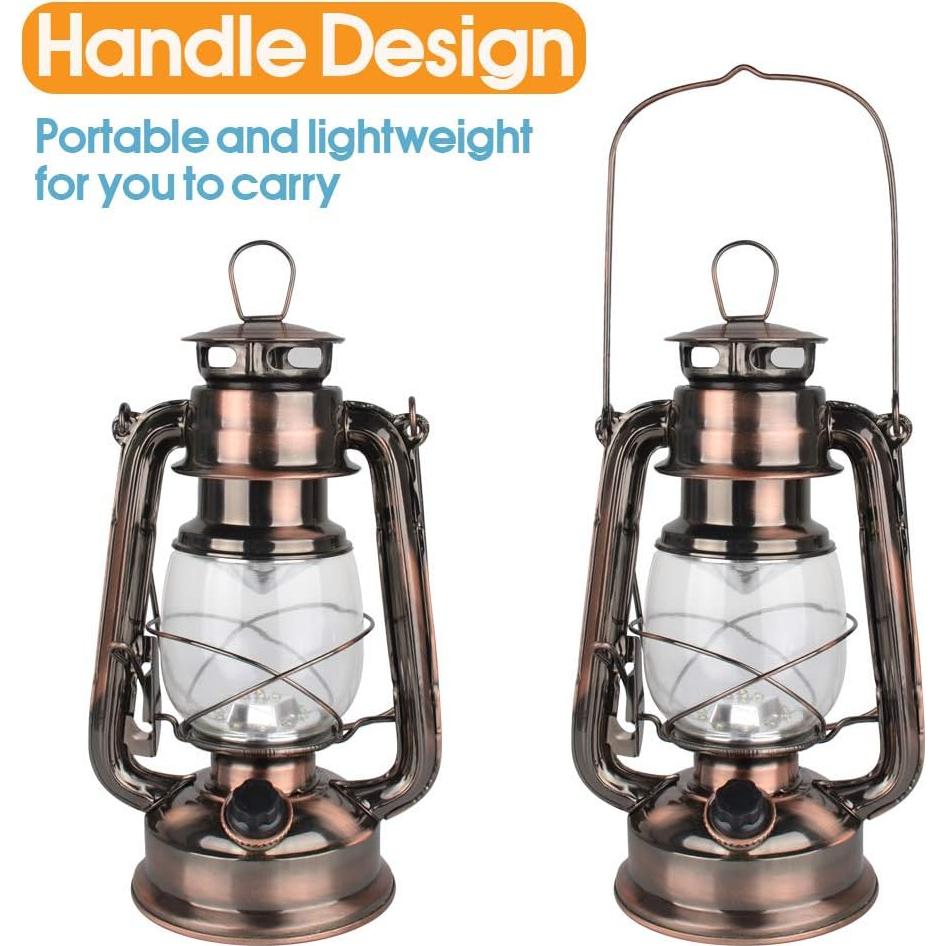 Linterna de Huracán LED Vintage WishHome Cobre 15 LEDs 24 cm