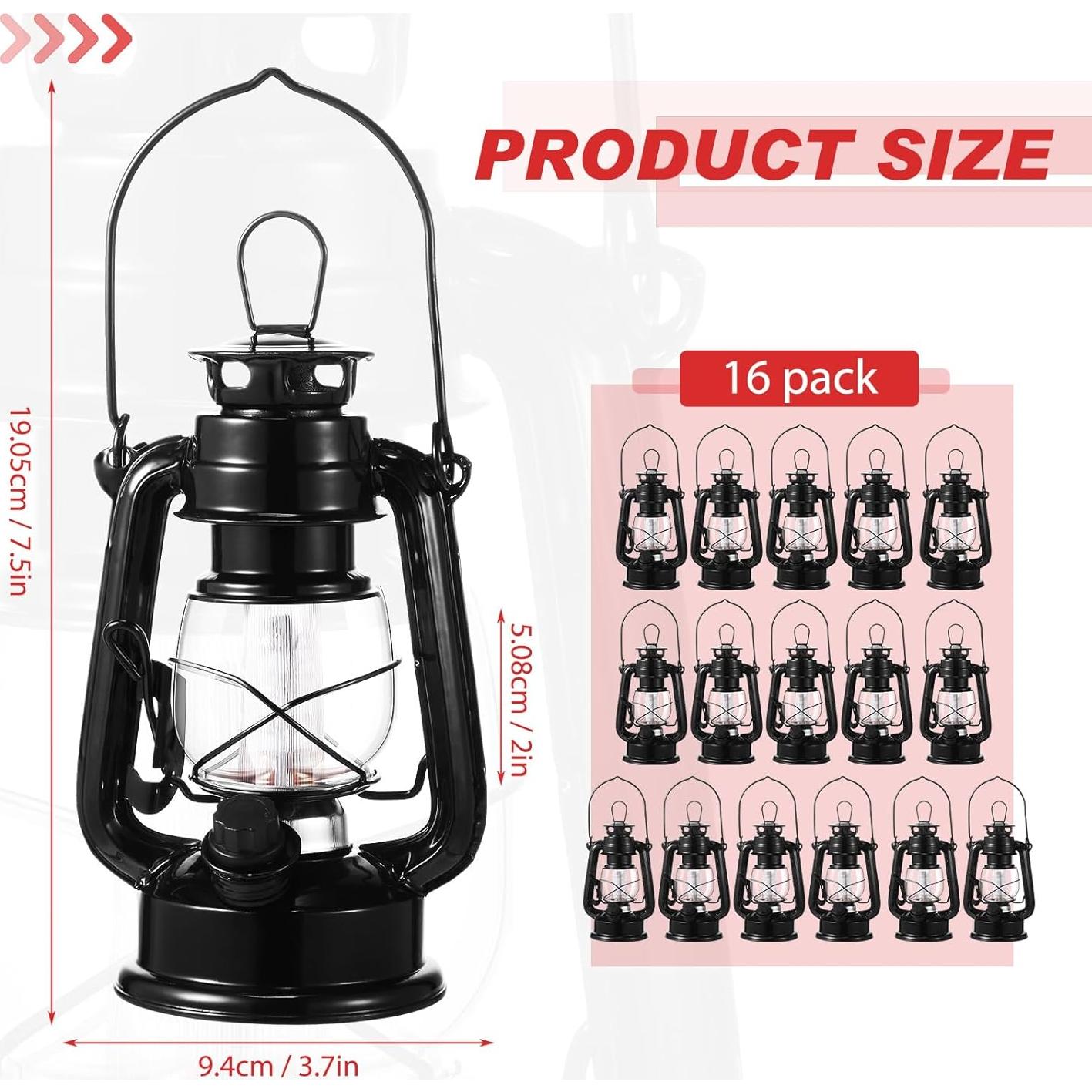 Hortsun 16 Lámparas de Camping LED Vintage Negras 20.32 cm